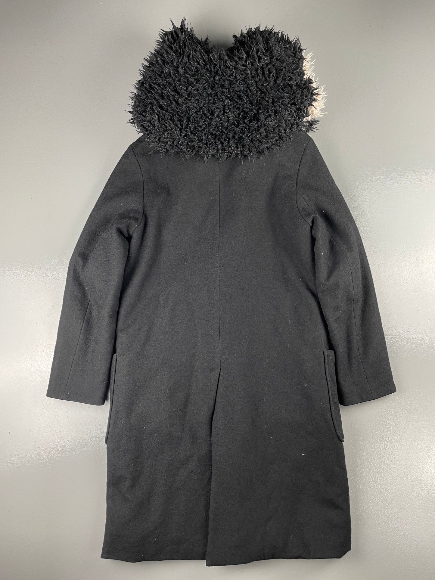 Y-3 A/W 2014 reversible wool coat with removable faux fur collar - women's size M