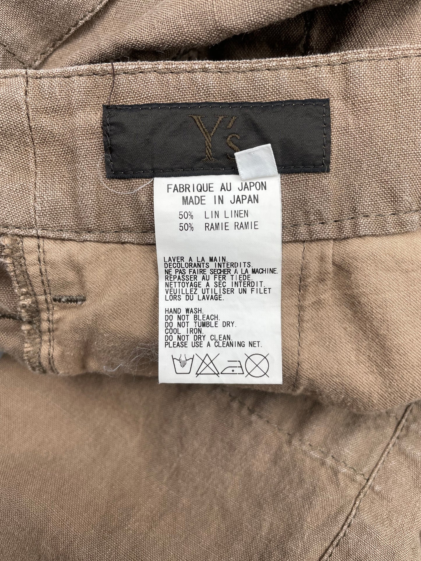 Y's linen and ramie cargo pants - unisex size 3