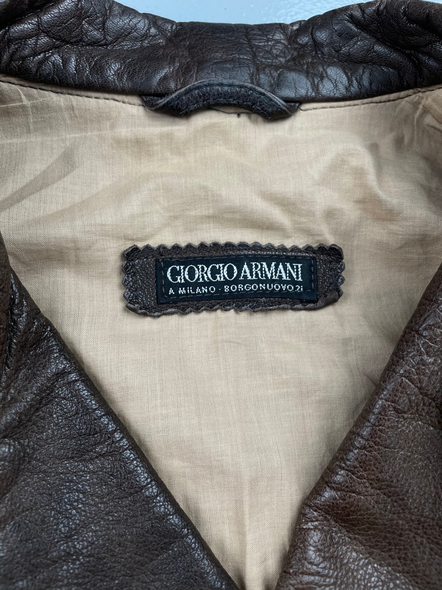 1990's Giorgio Armani leather jacket - size 48