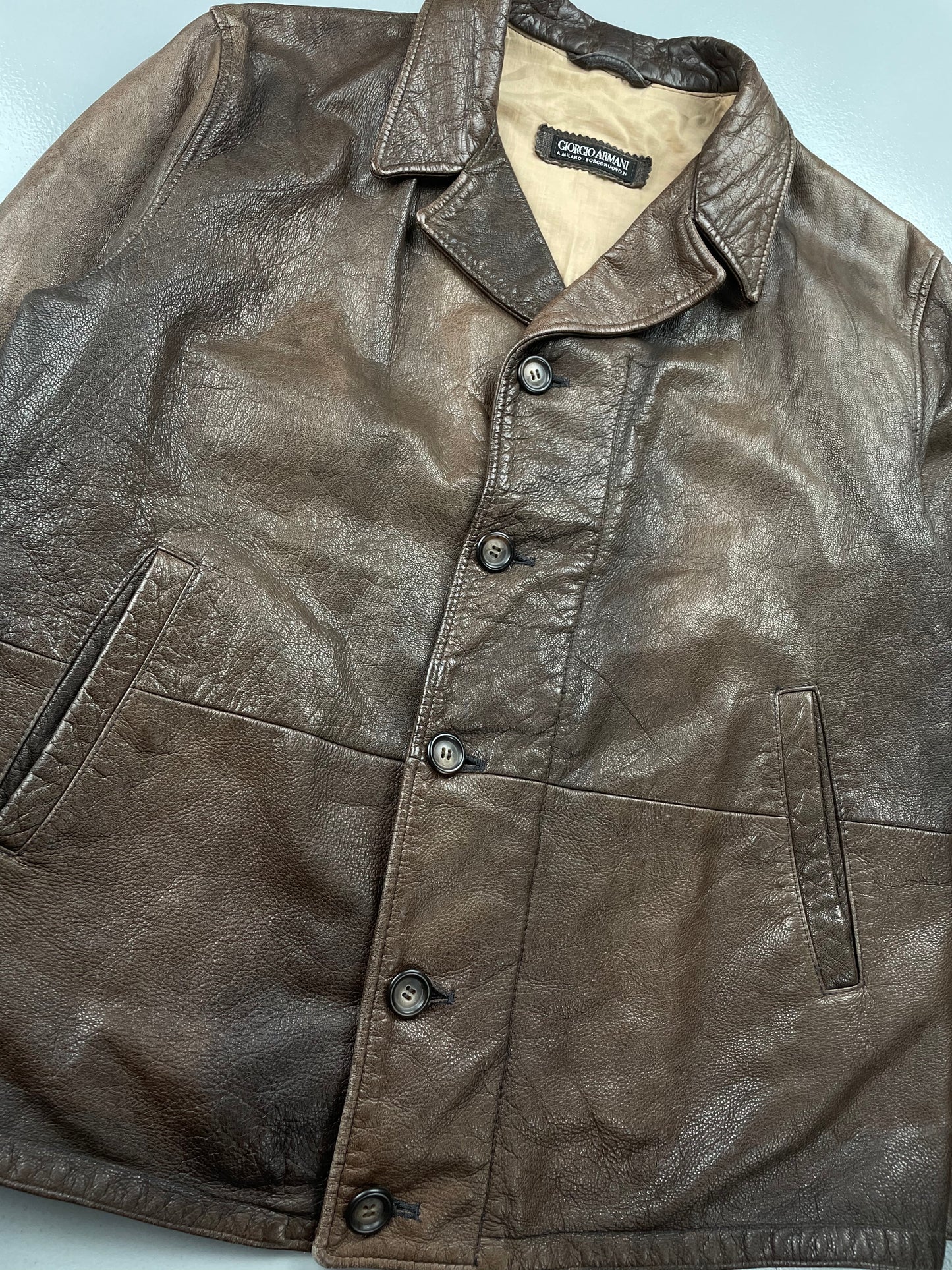 1990's Giorgio Armani leather jacket - size 48