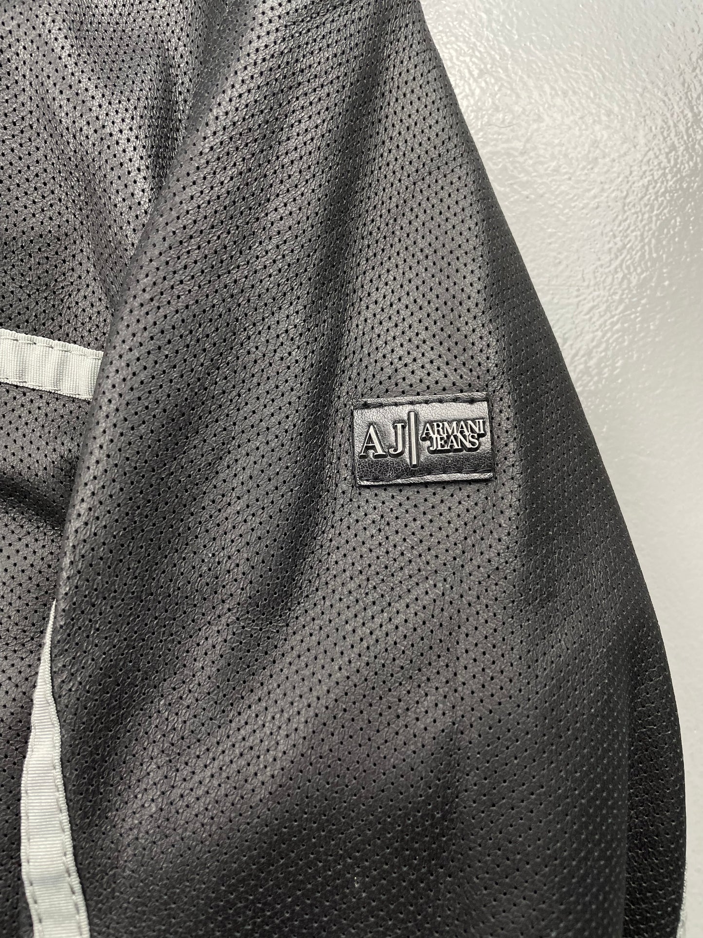 Armani Jeans perforated leather biker jacket - size 48