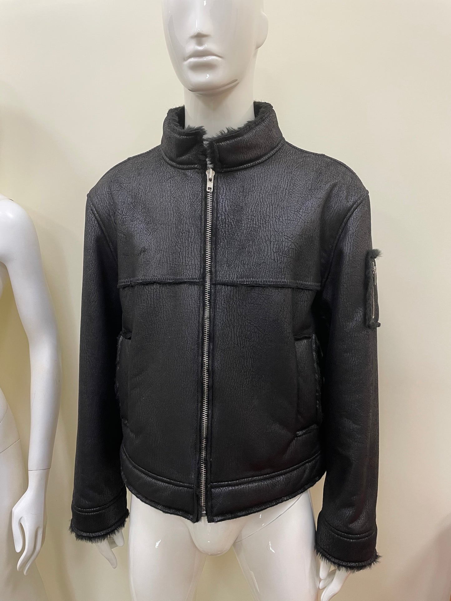 Gosha Rubchinskiy A/W 2016 faux leather shearling jacket (black) - size L