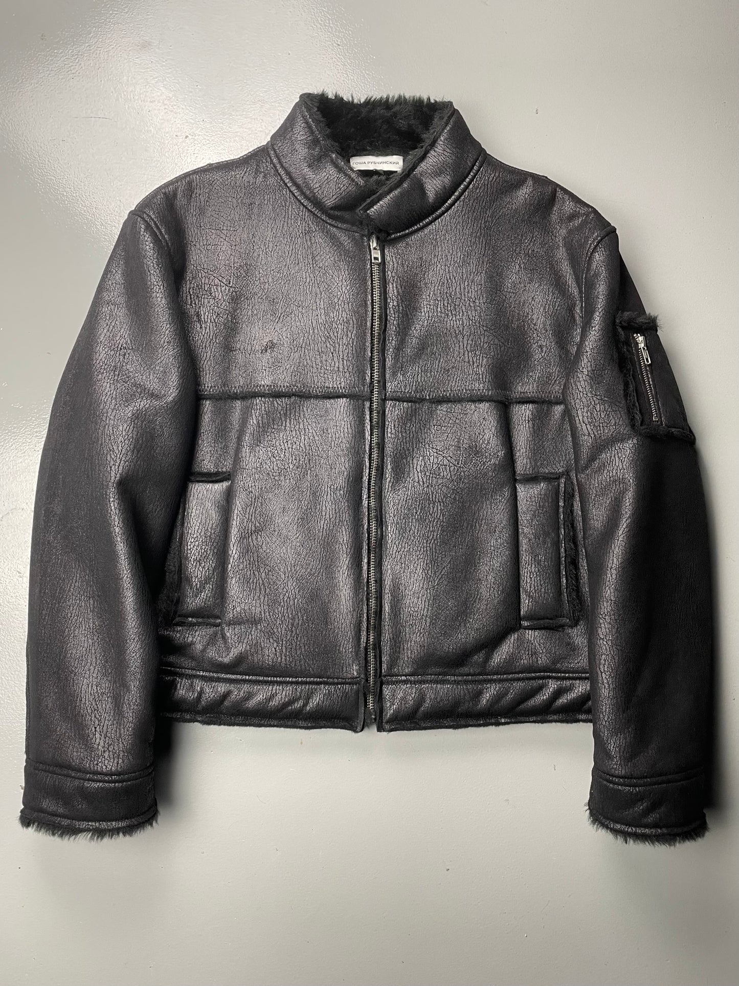 Gosha Rubchinskiy A/W 2016 faux leather shearling jacket