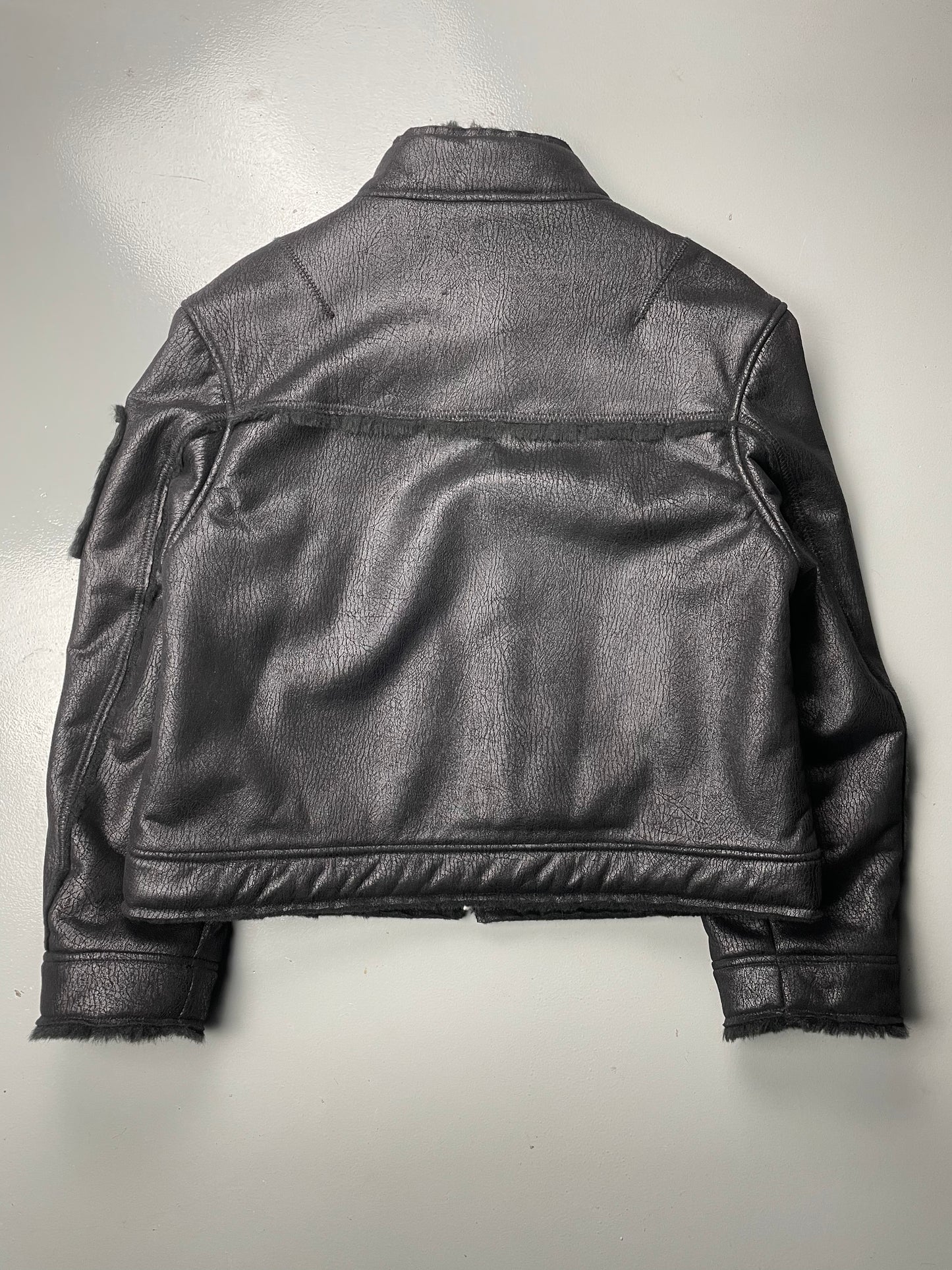 Gosha Rubchinskiy A/W 2016 faux leather shearling jacket (black) - size L