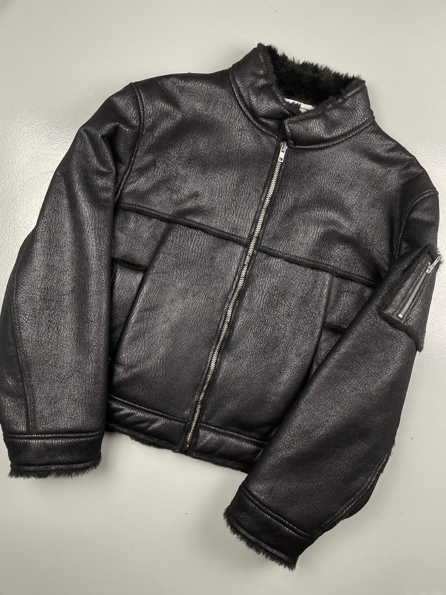 Gosha Rubchinskiy A/W 2016 faux leather shearling jacket (black) - size L