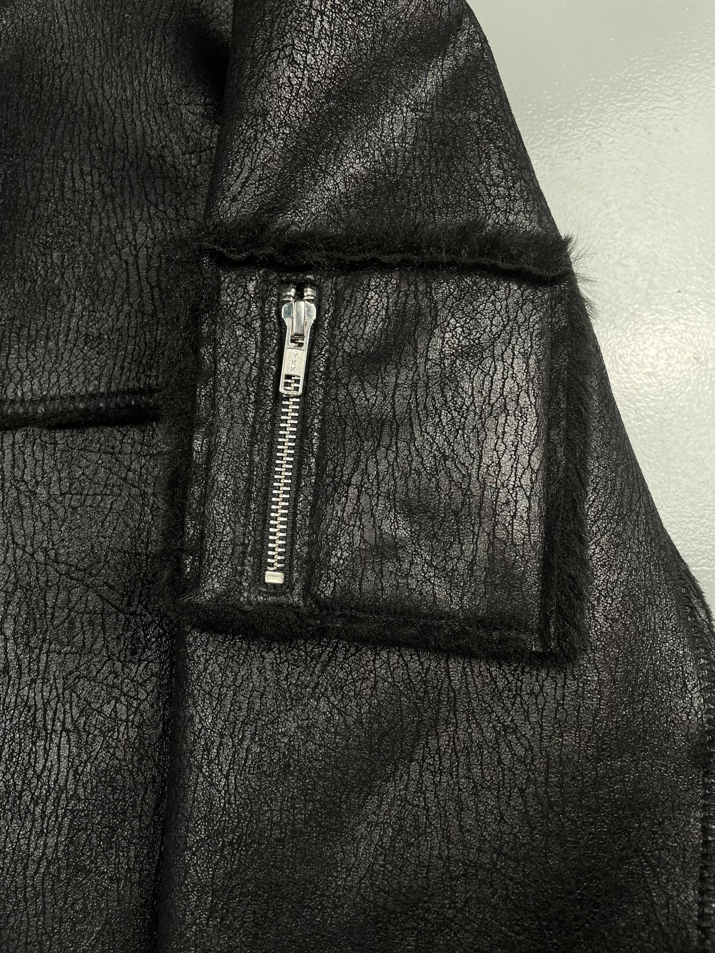 Gosha Rubchinskiy A/W 2016 faux leather shearling jacket (black) - size L