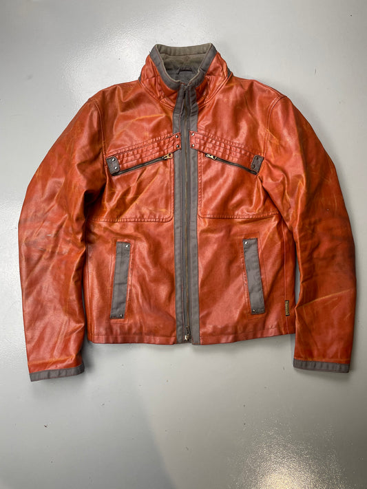 vintage Armani Jeans orange leather jacket - size 50