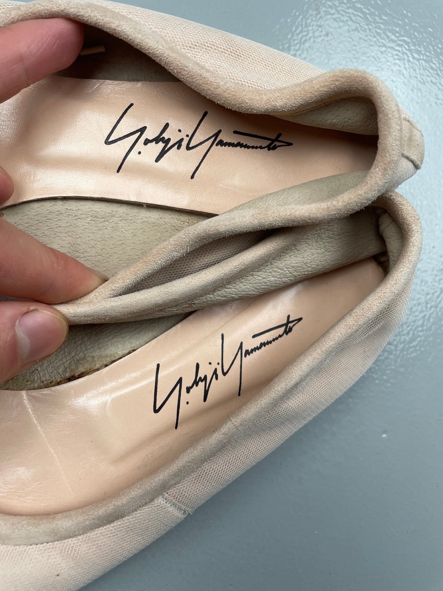 vintage Yohji Yamamoto leather and mesh ballerina - size 39