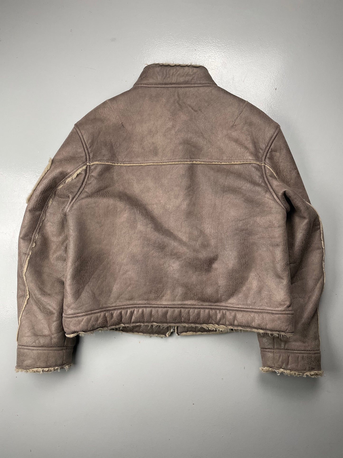 Gosha Rubchinskiy A/W 2016 faux leather shearling jacket (brown) - size L