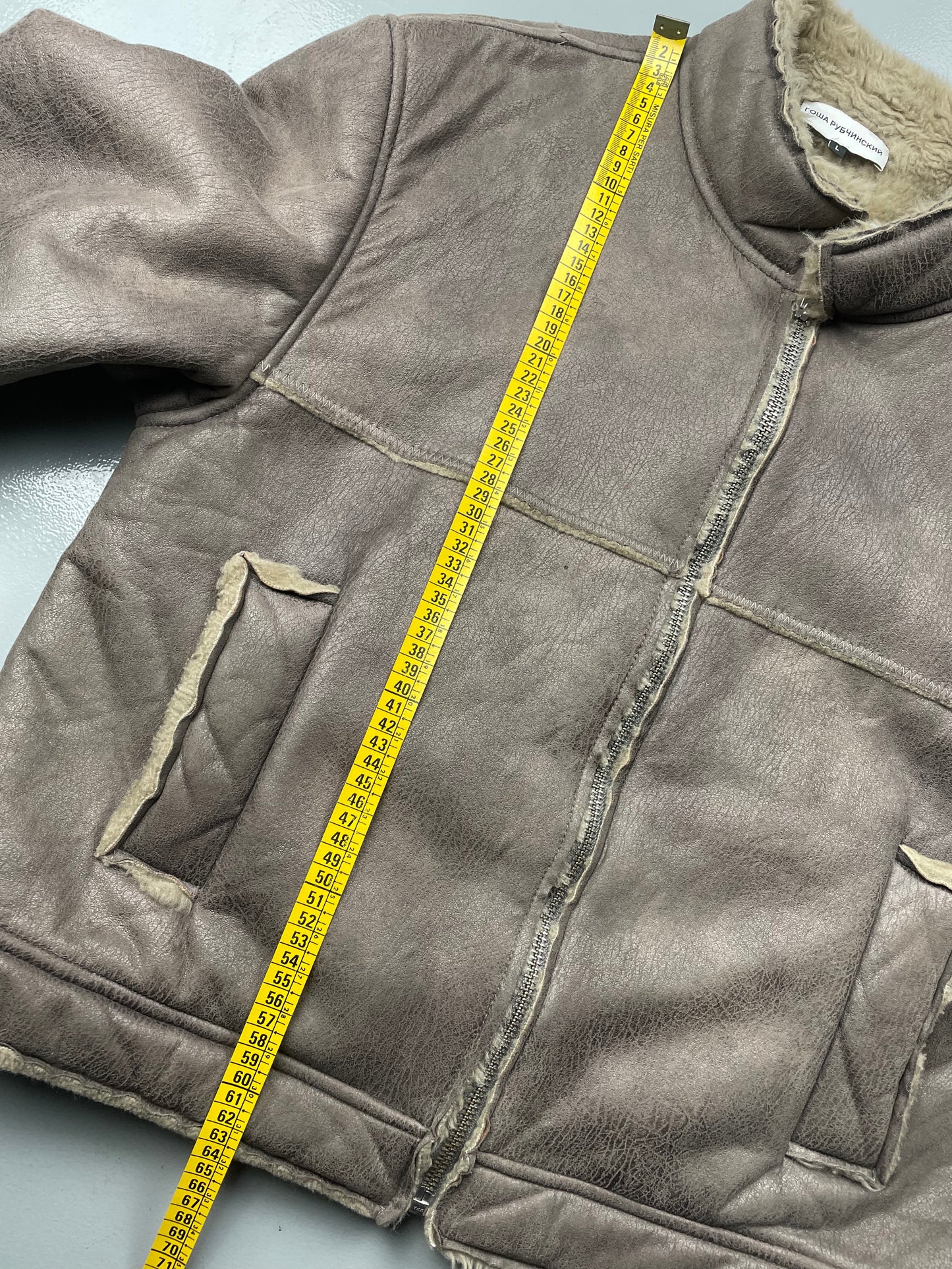 Gosha Rubchinskiy A/W 2016 faux leather shearling jacket (brown) - size L