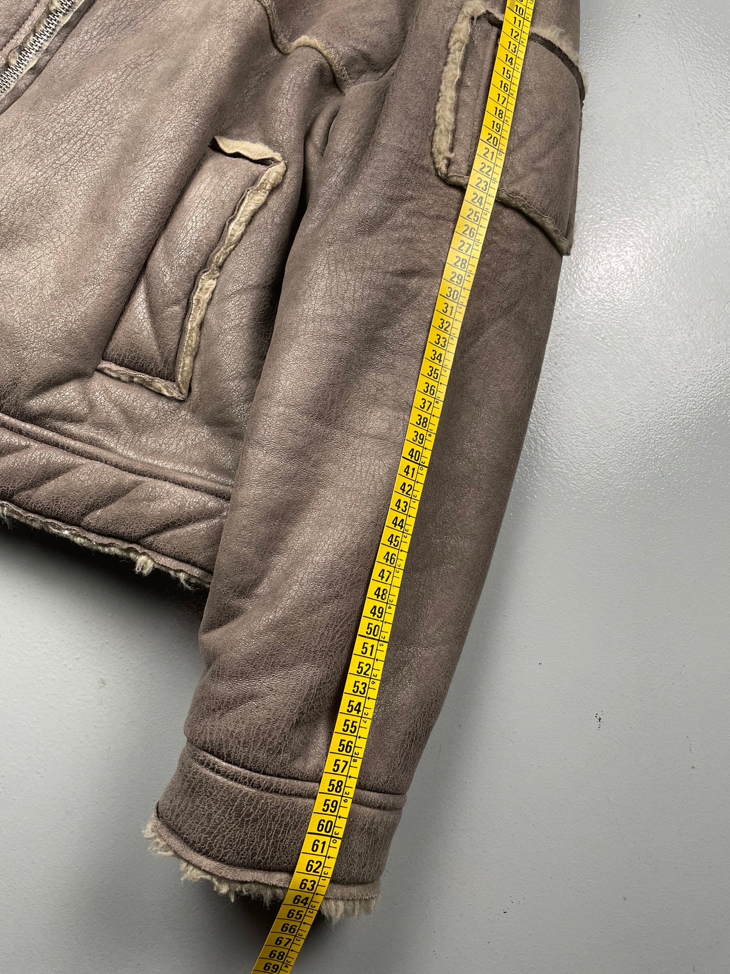 Gosha Rubchinskiy A/W 2016 faux leather shearling jacket (brown) - size L