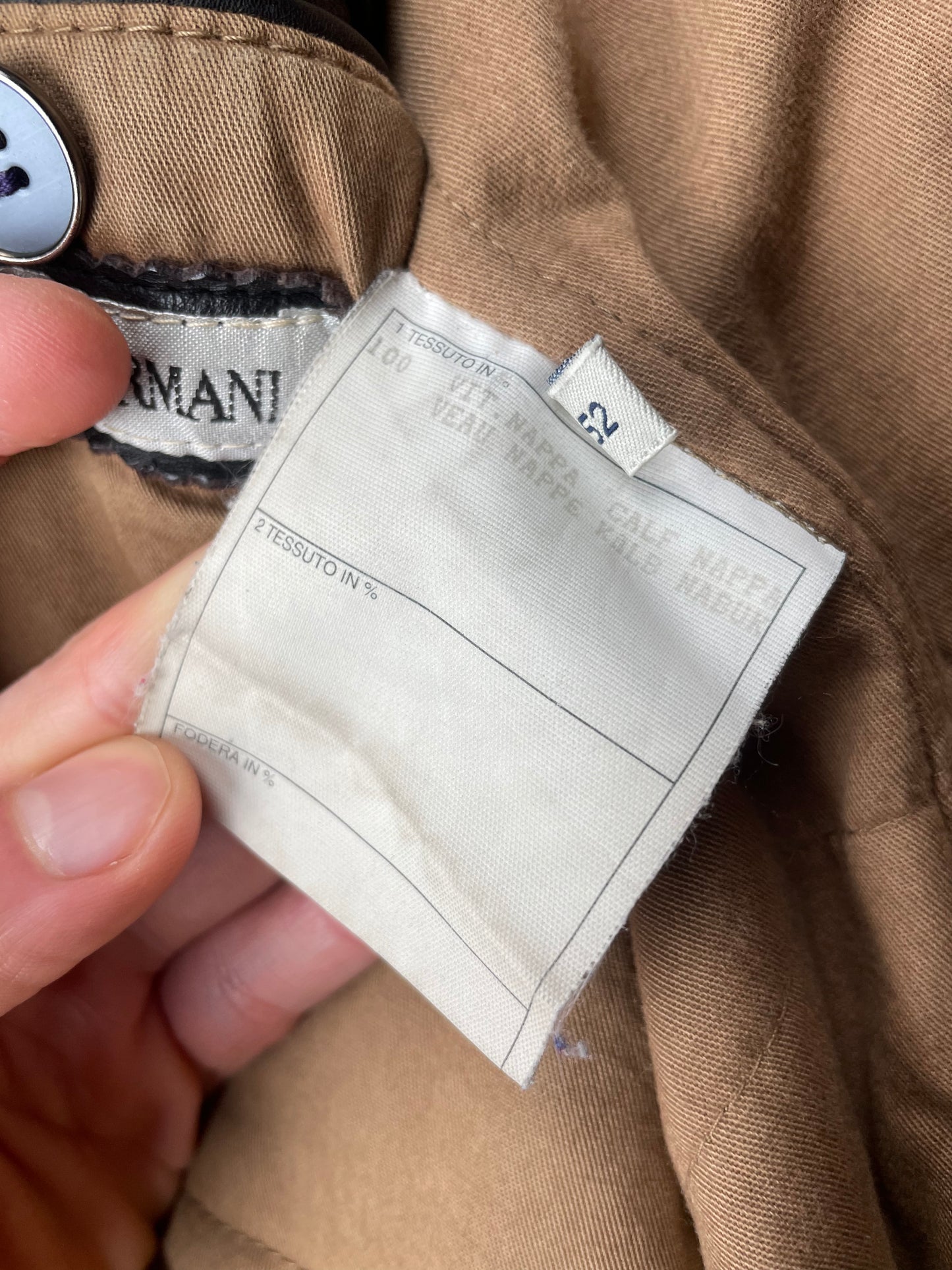 1990's Emporio Armani biker Stone Leather jacket - size 52