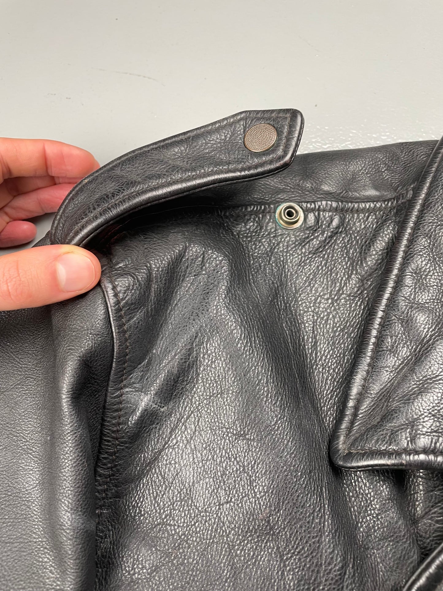 1990's Emporio Armani biker Stone Leather jacket - size 52