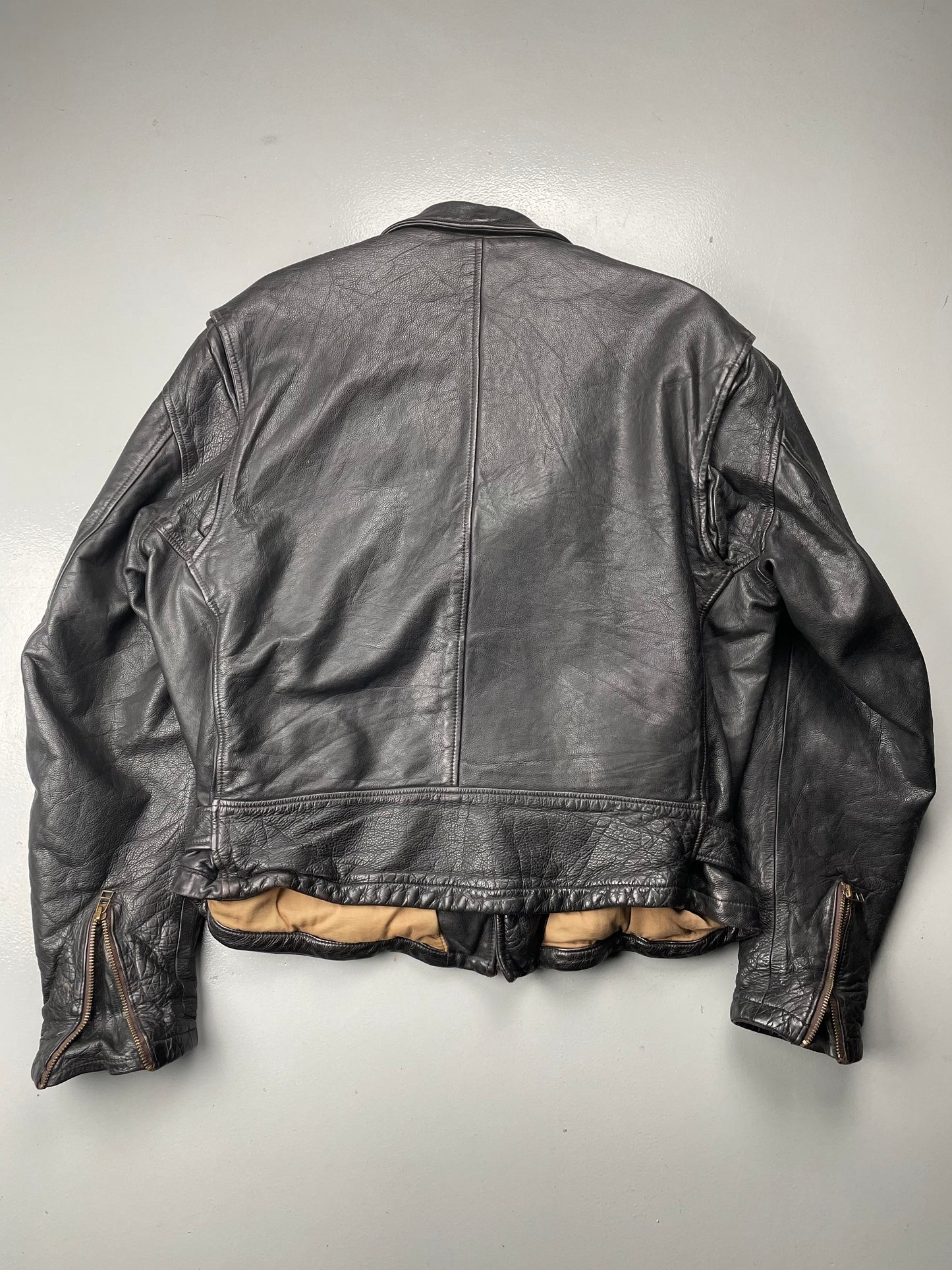 1990's Emporio Armani biker Stone Leather jacket - size 52