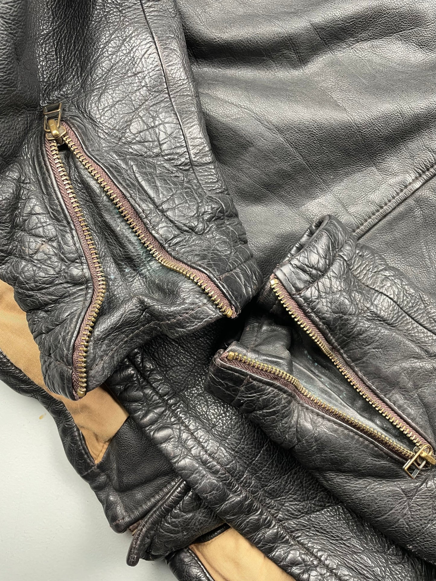 1990's Emporio Armani biker Stone Leather jacket - size 52