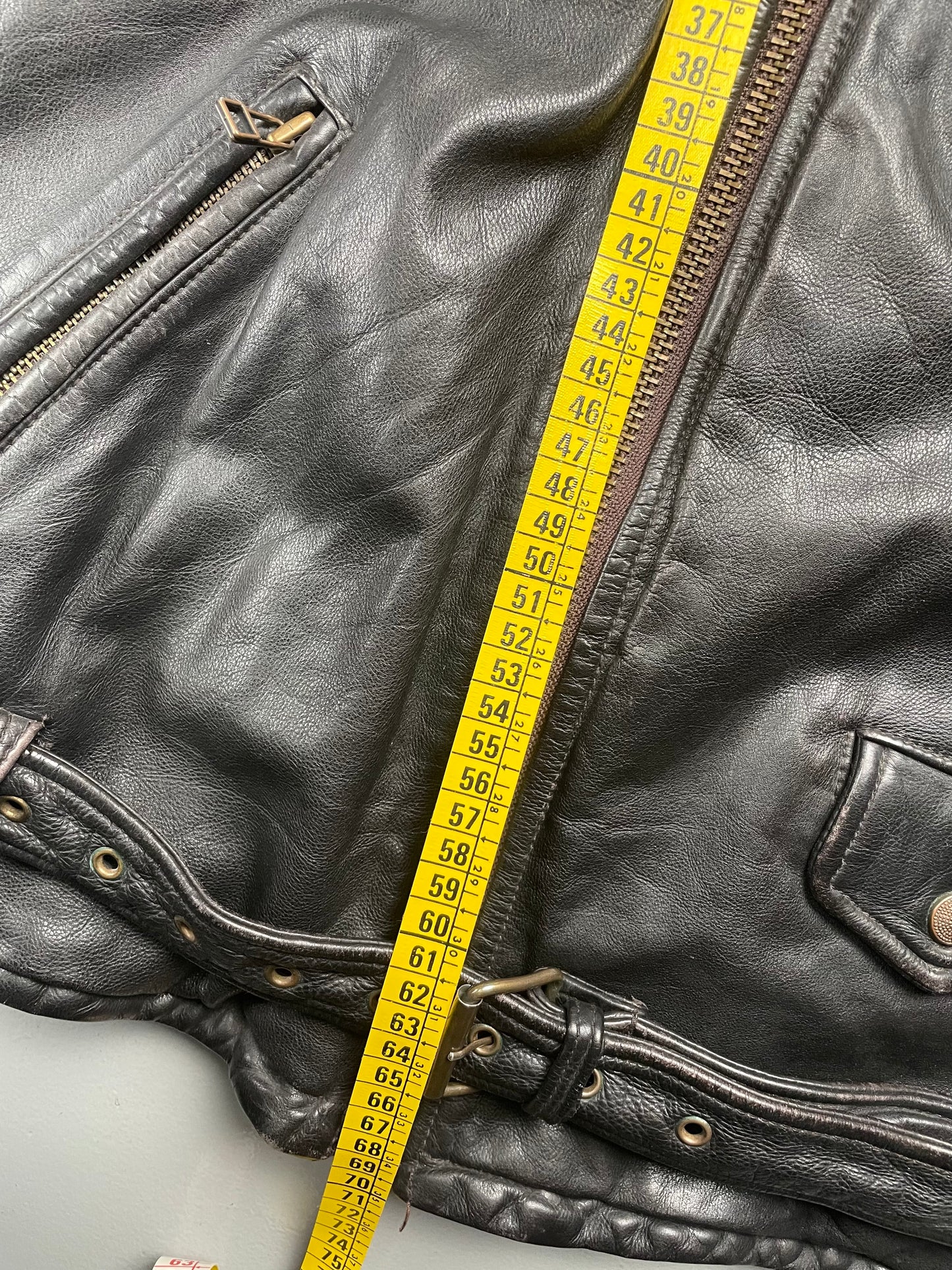 1990's Emporio Armani biker Stone Leather jacket - size 52