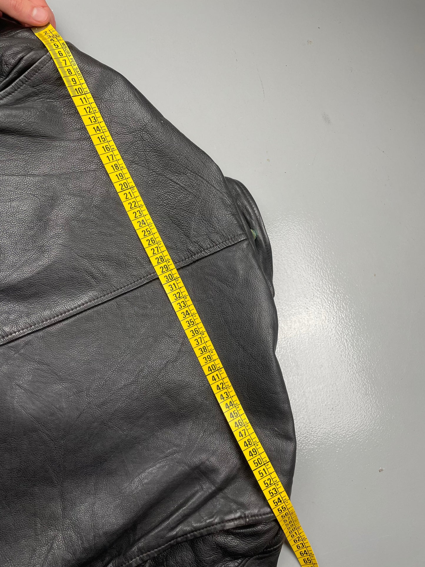 1990's Emporio Armani biker Stone Leather jacket - size 52