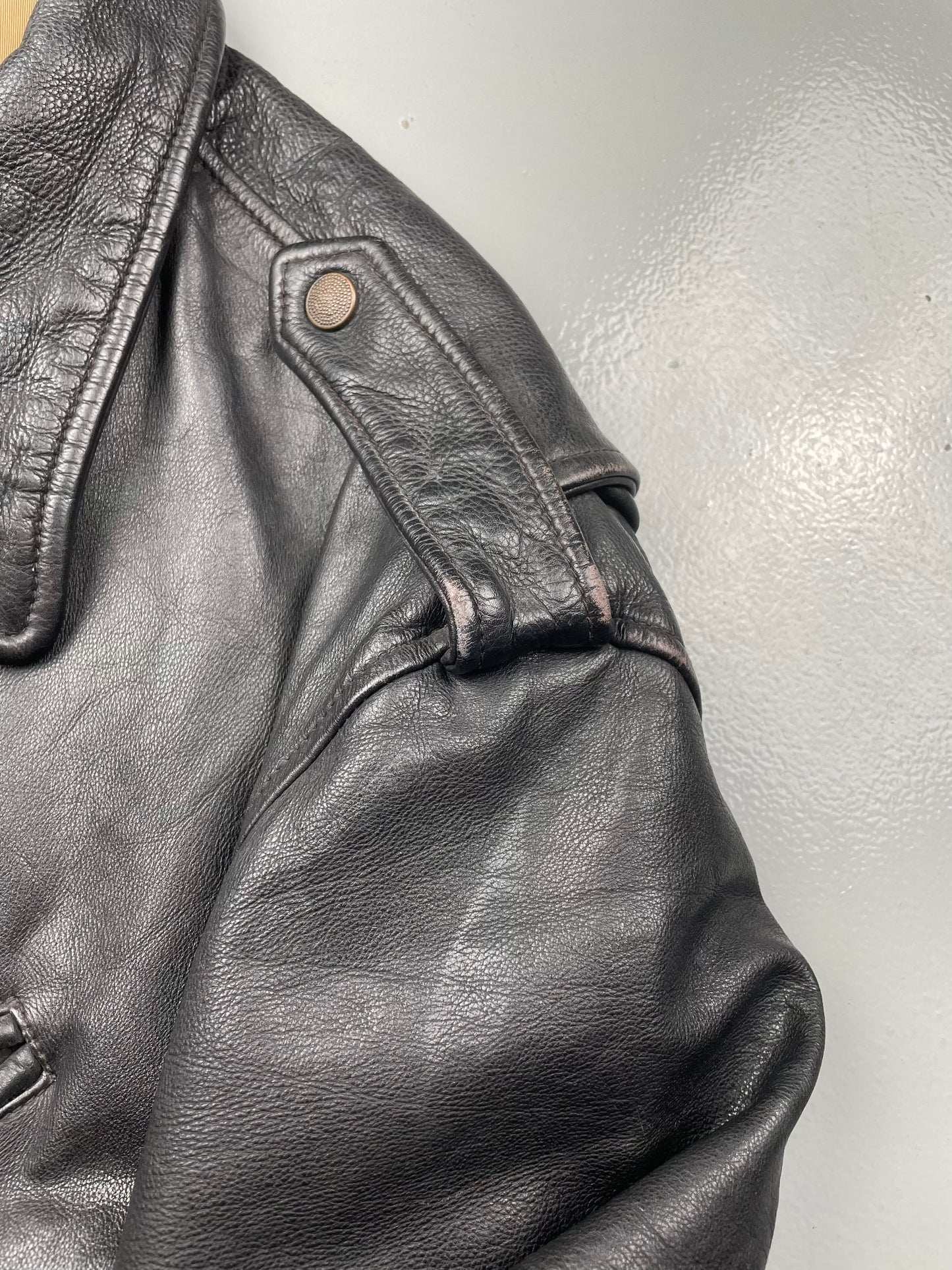 1990's Emporio Armani biker Stone Leather jacket - size 52