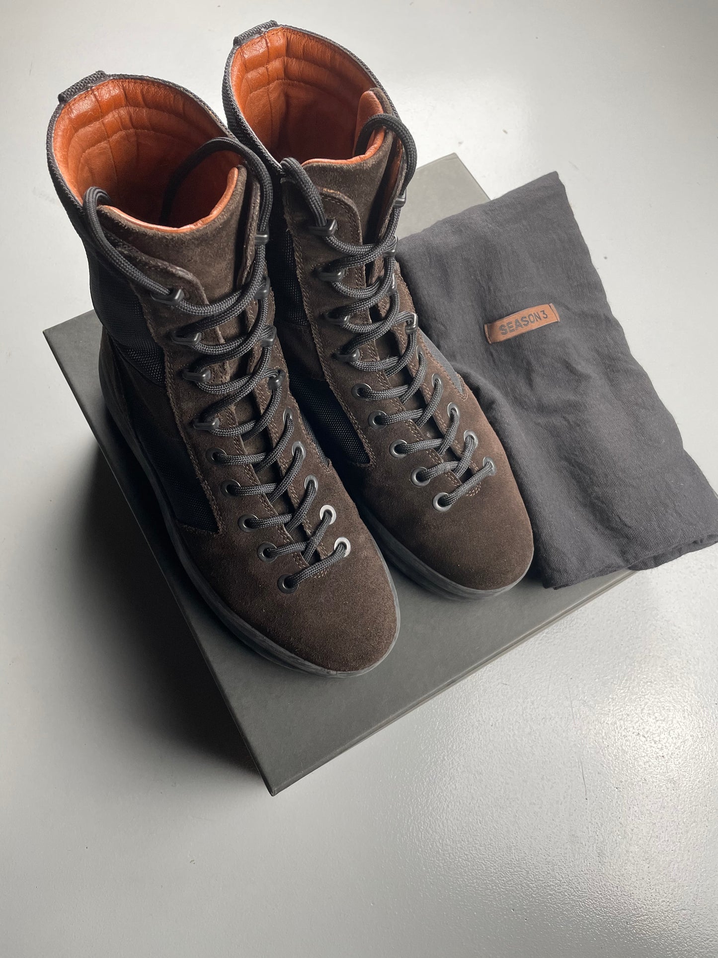 YEEZY Season 3 Onyx Shade Nylon and Thick Suede Military Boots - size 42