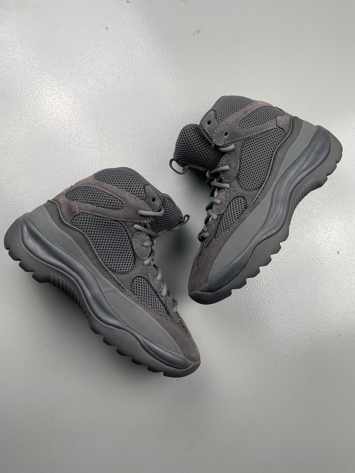 YEEZY Season 6 Graphite Thick Suede, Mesh and Nubuck Desert Boots - size 42