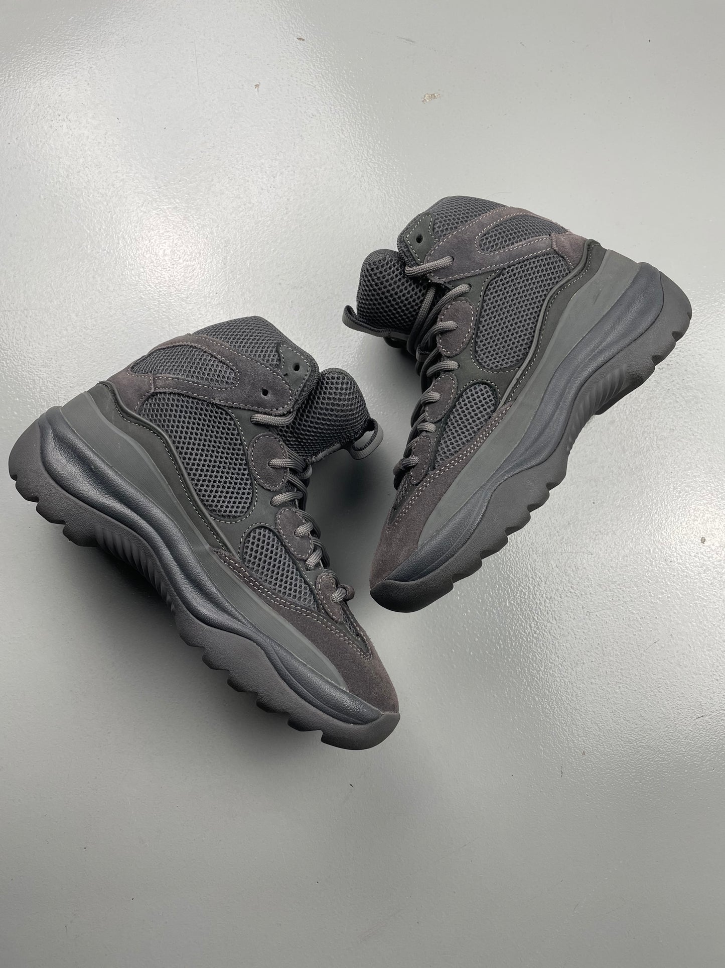 YEEZY Season 6 Graphite Thick Suede, Mesh and Nubuck Desert Boots - size 42