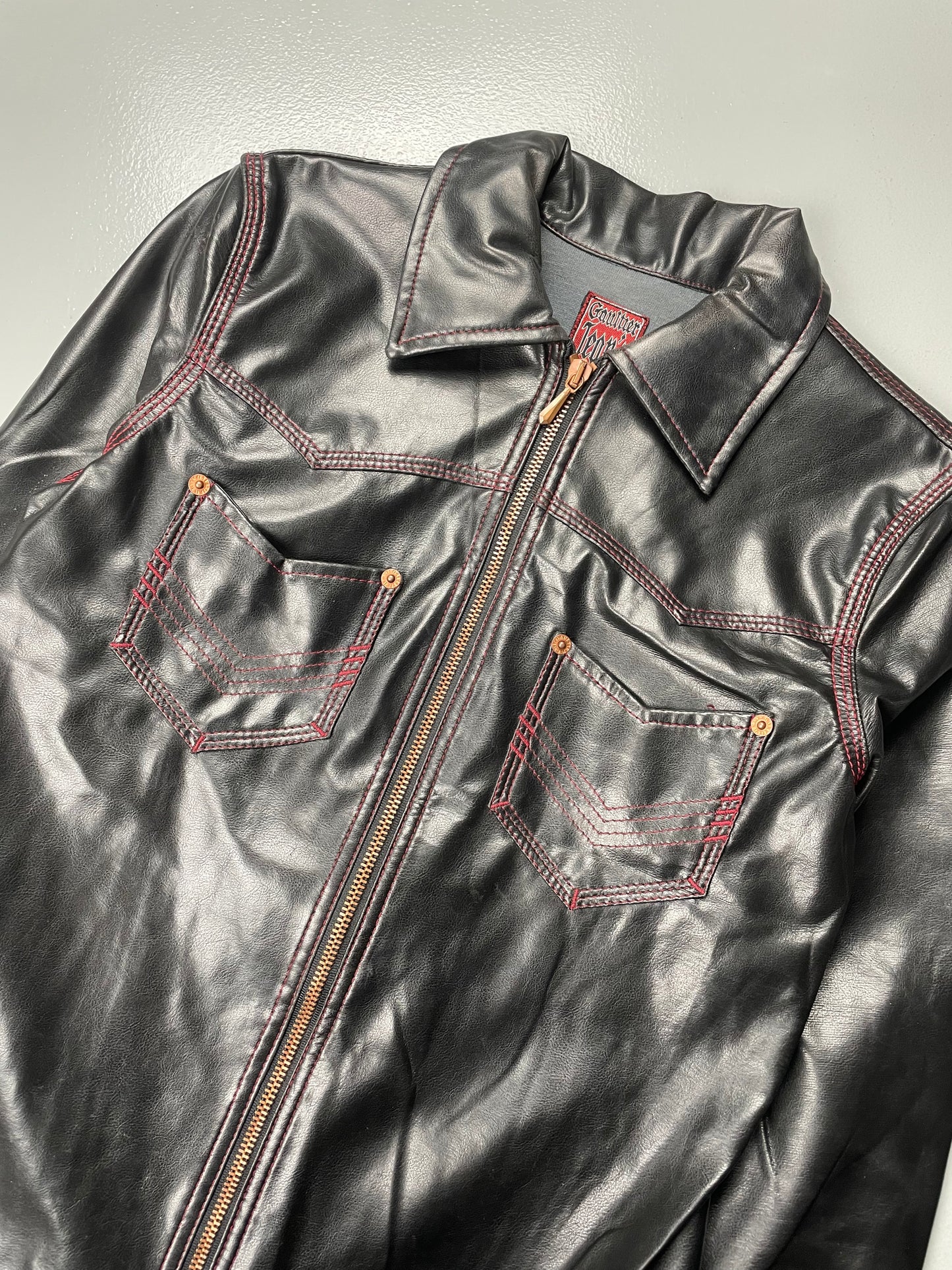 vintage Gaultier Jean's faux leather zip-up shirt - women's size 36
