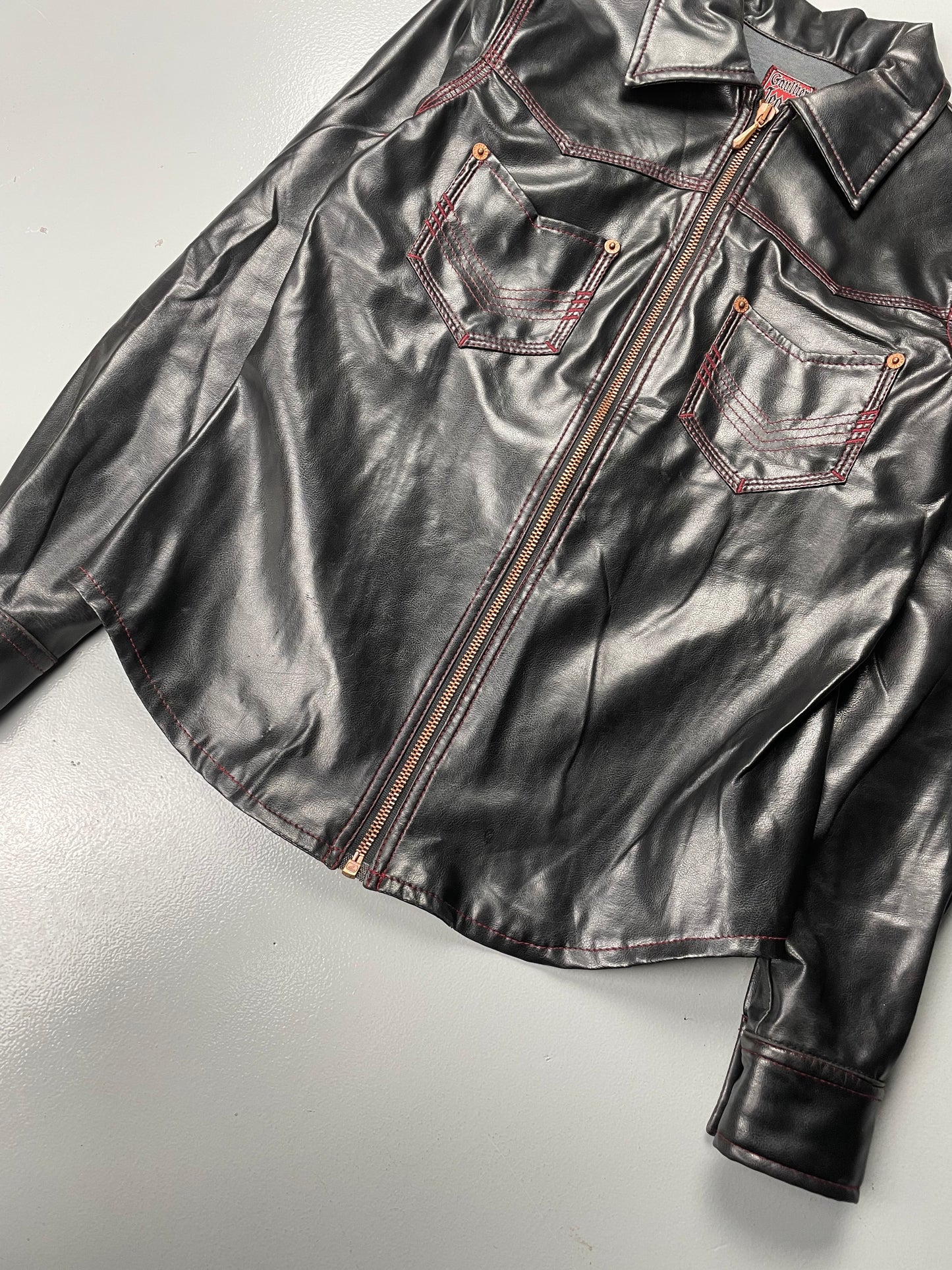vintage Gaultier Jean's faux leather zip-up shirt - women's size 36