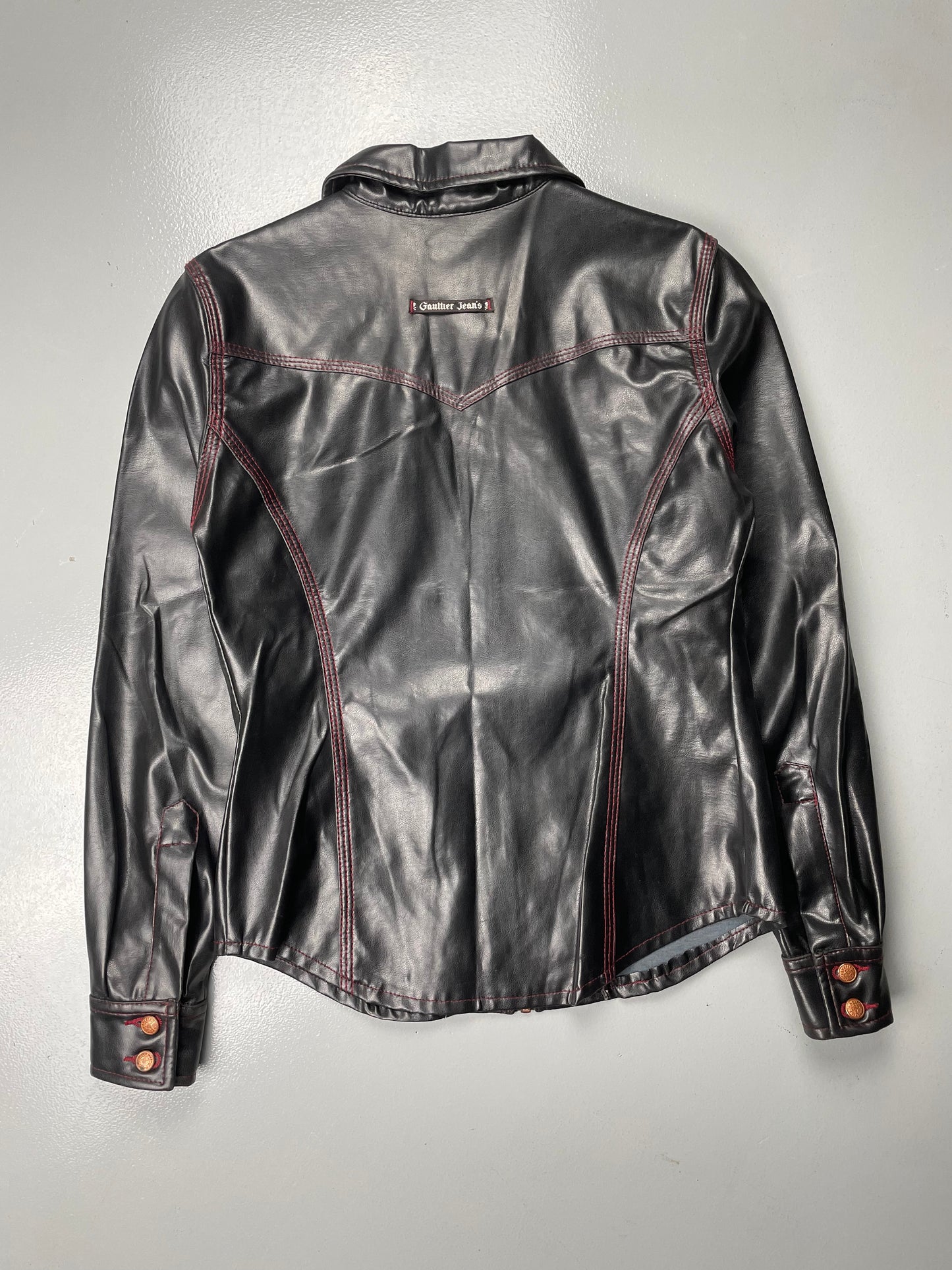 vintage Gaultier Jean's faux leather zip-up shirt - women's size 36