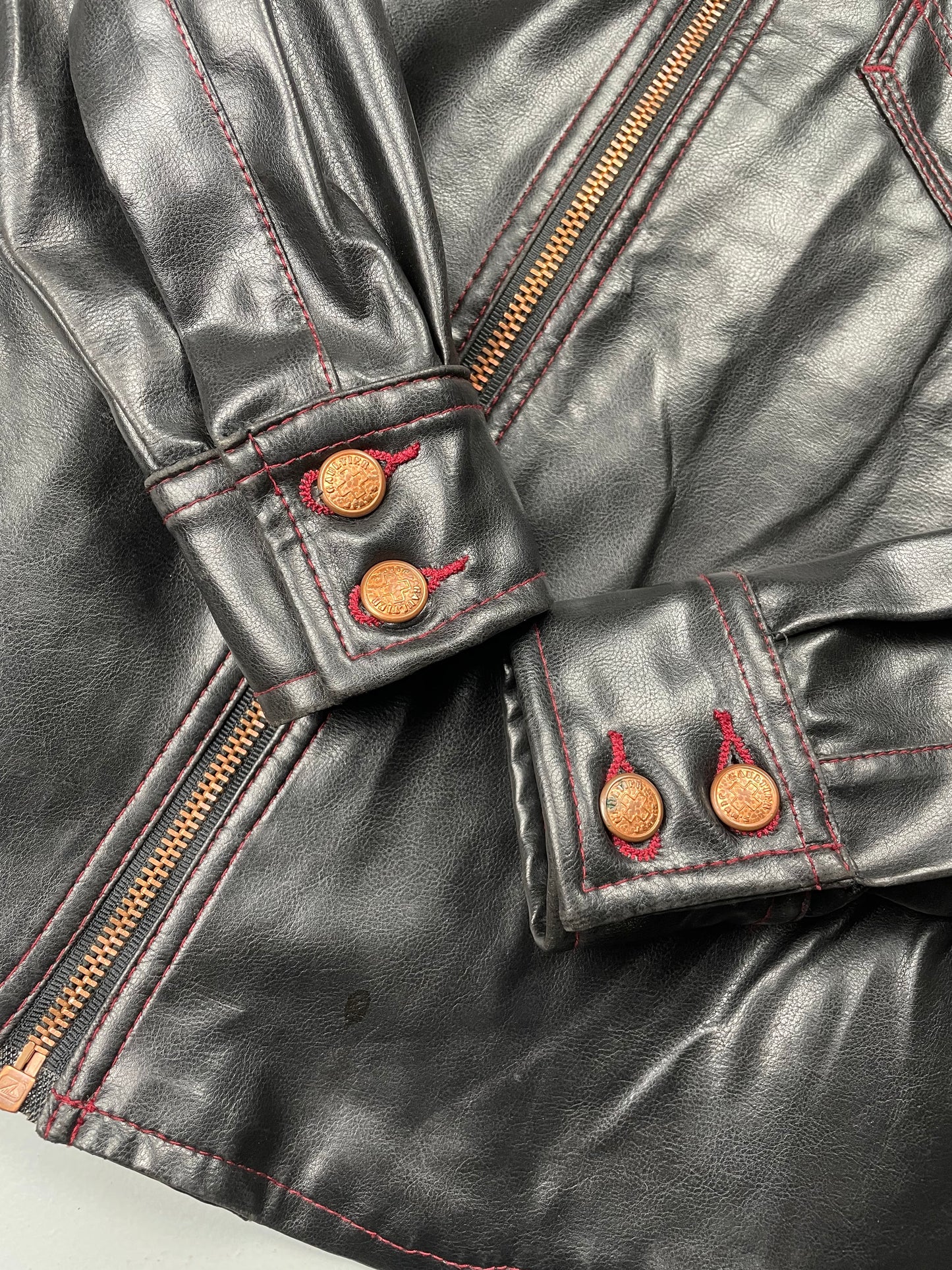 vintage Gaultier Jean's faux leather zip-up shirt - women's size 36