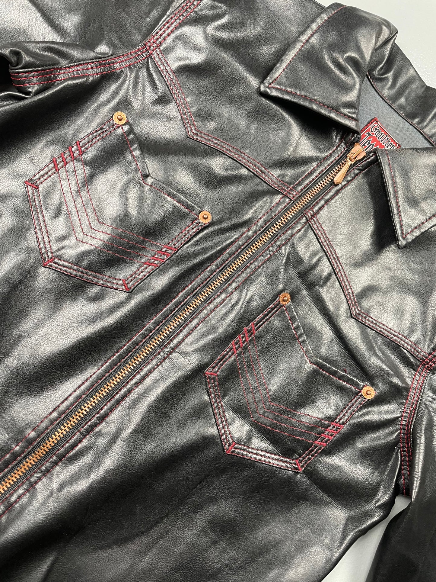 vintage Gaultier Jean's faux leather zip-up shirt - women's size 36