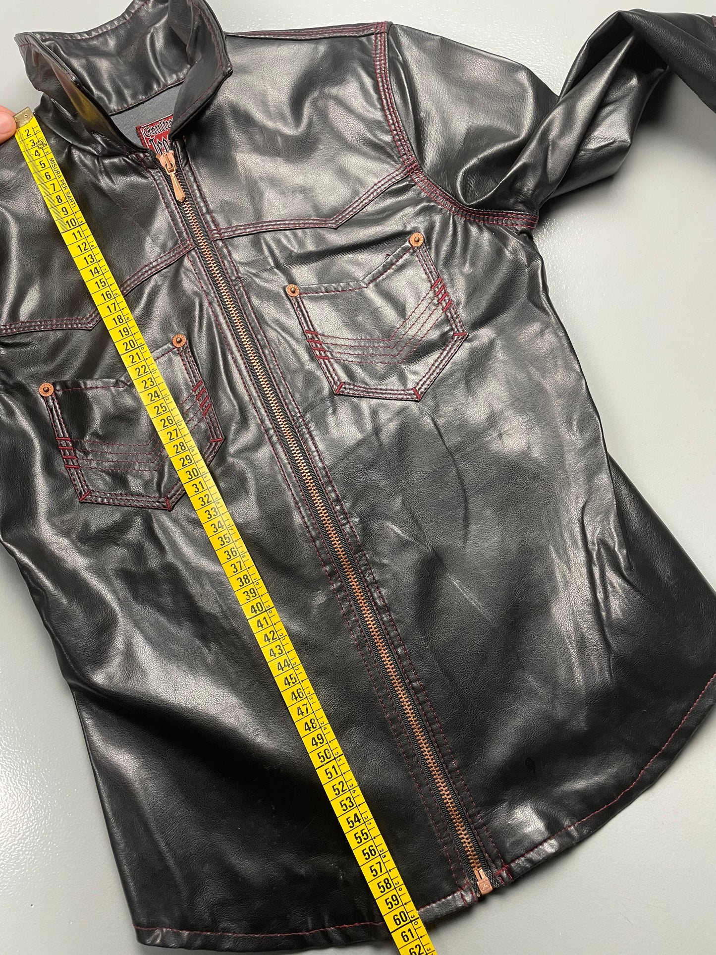 vintage Gaultier Jean's faux leather zip-up shirt - women's size 36