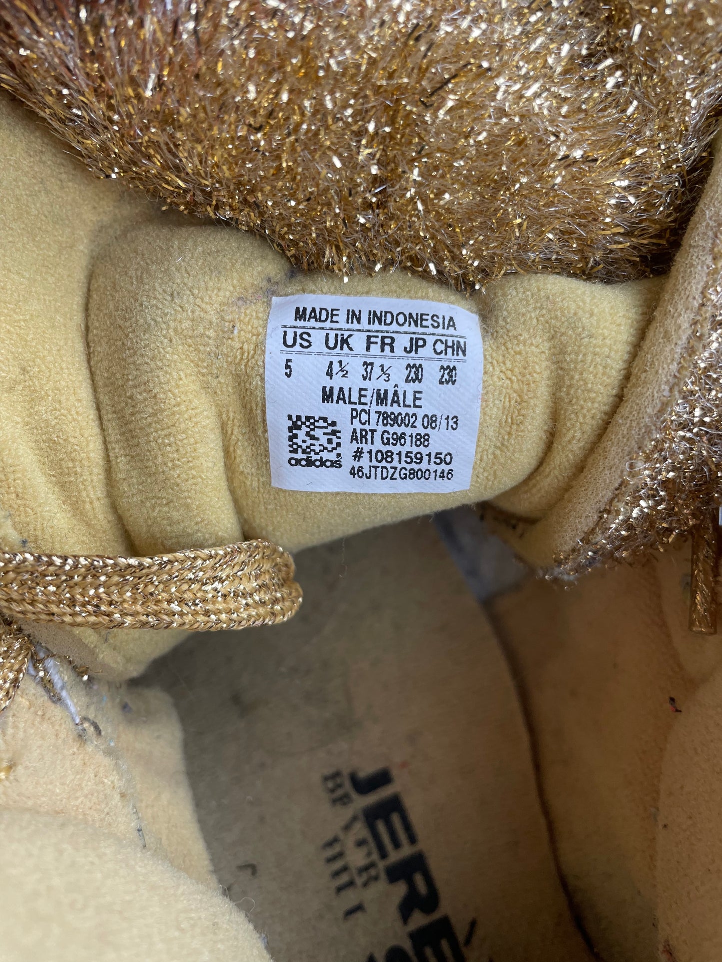 adidas Originals by Jeremy Scott A/W 2013 JS Bear "Tinsel Gold" - size 37 1/3