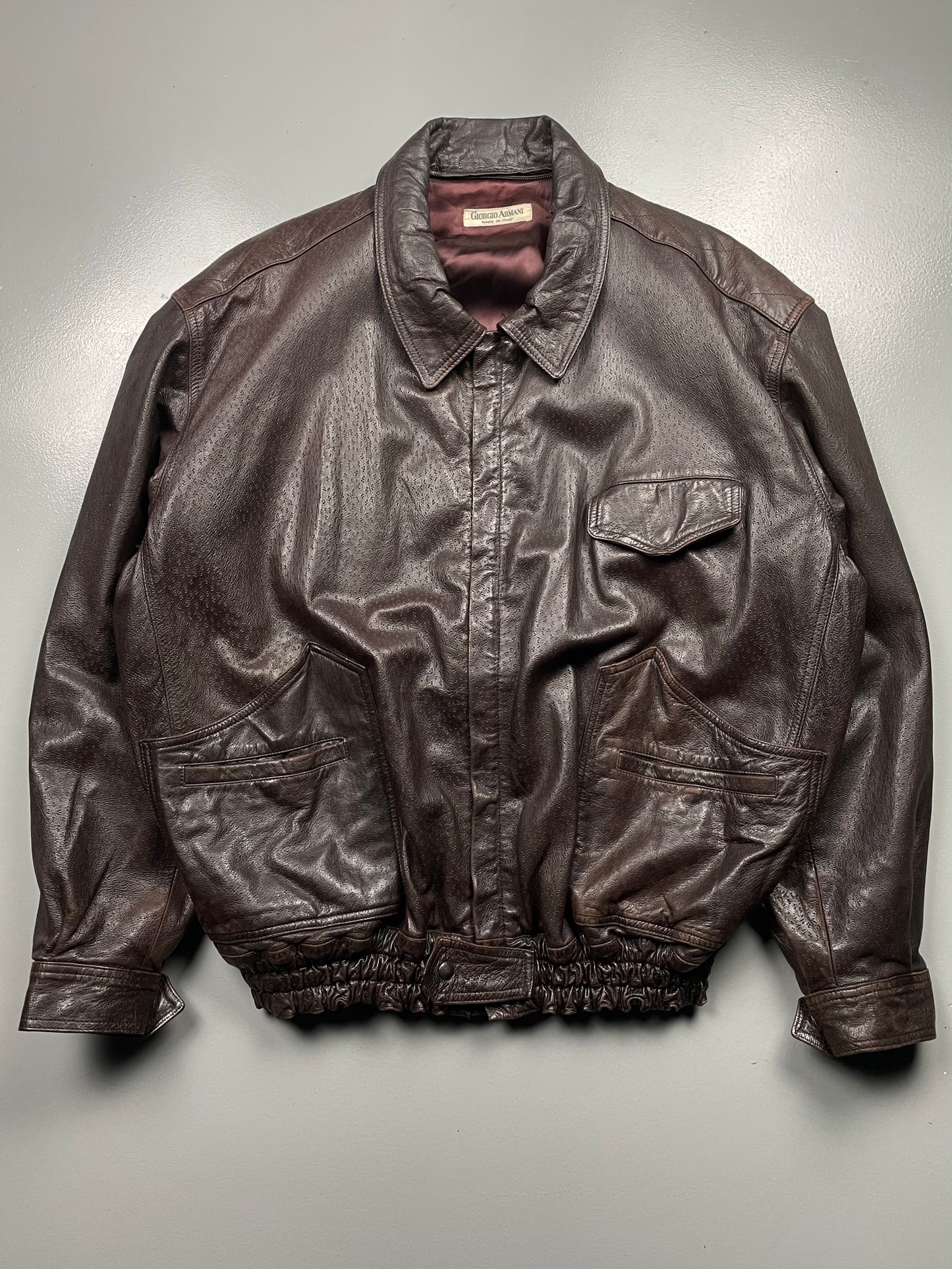 vintage Giorgio Armani leather bomber jacket