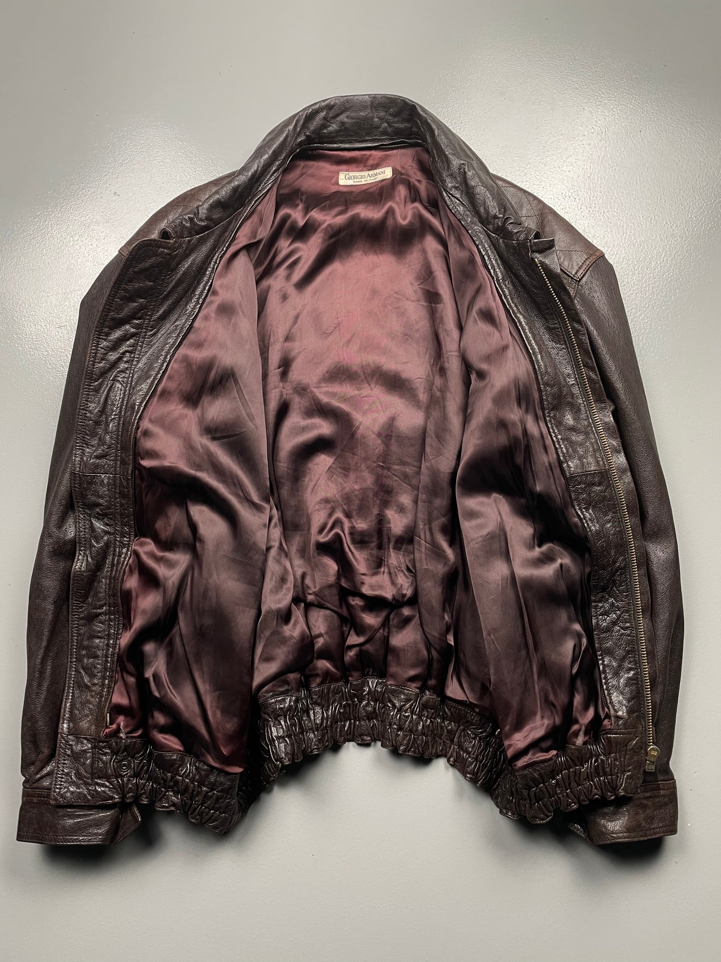 vintage Giorgio Armani leather bomber jacket