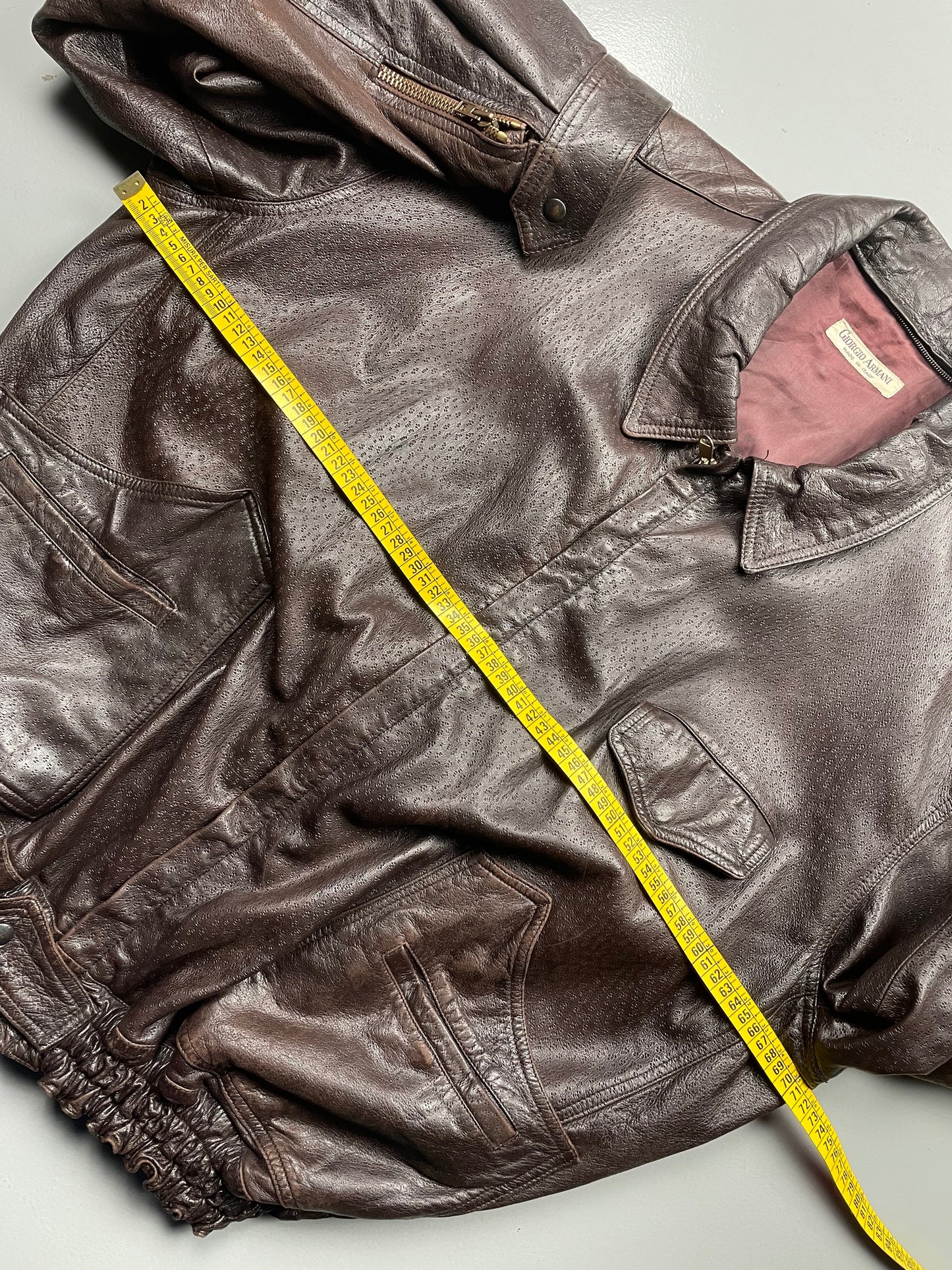 vintage Giorgio Armani leather bomber jacket