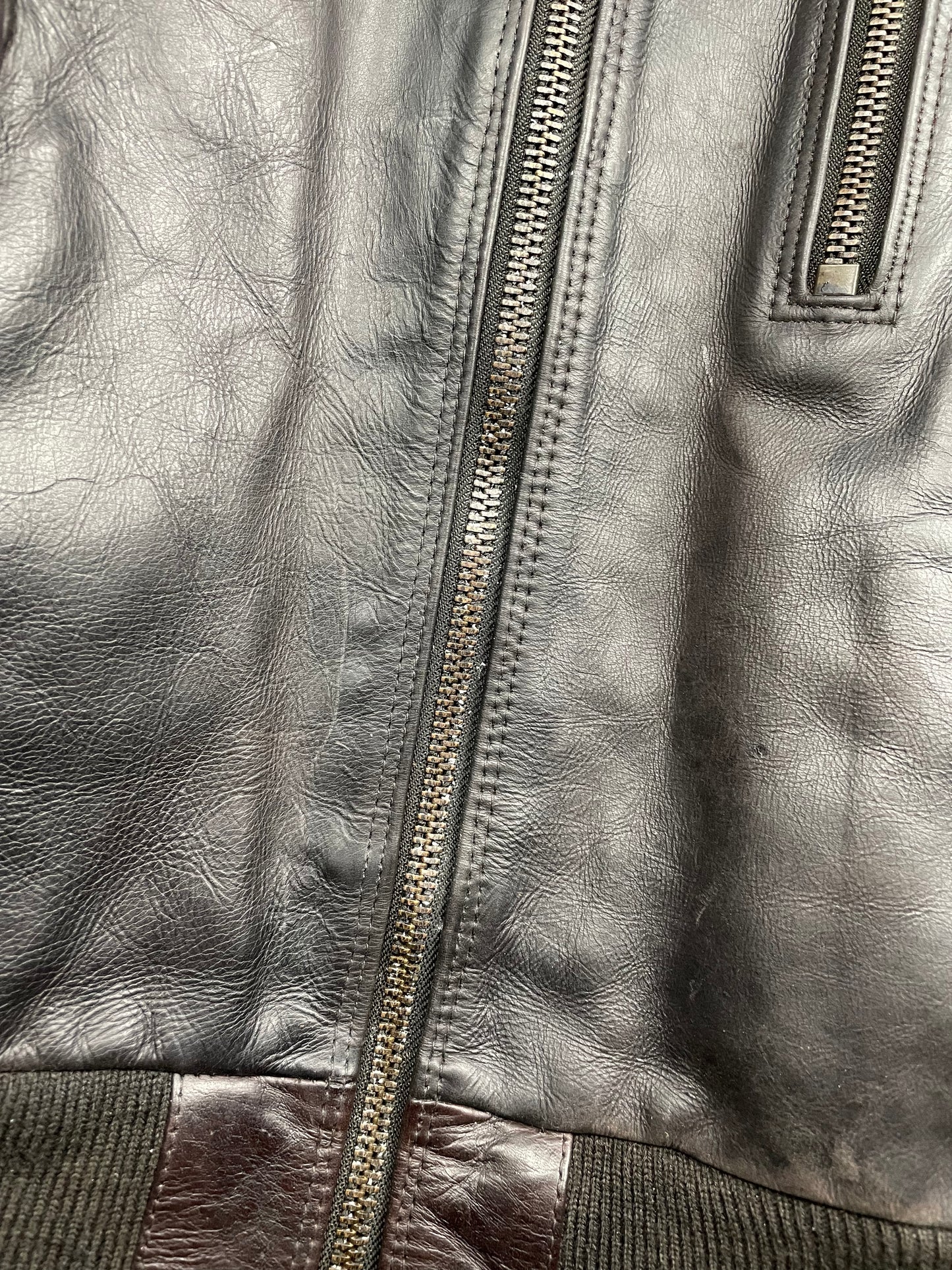 1990's Armani Jeans leather bomber jacket - size 54