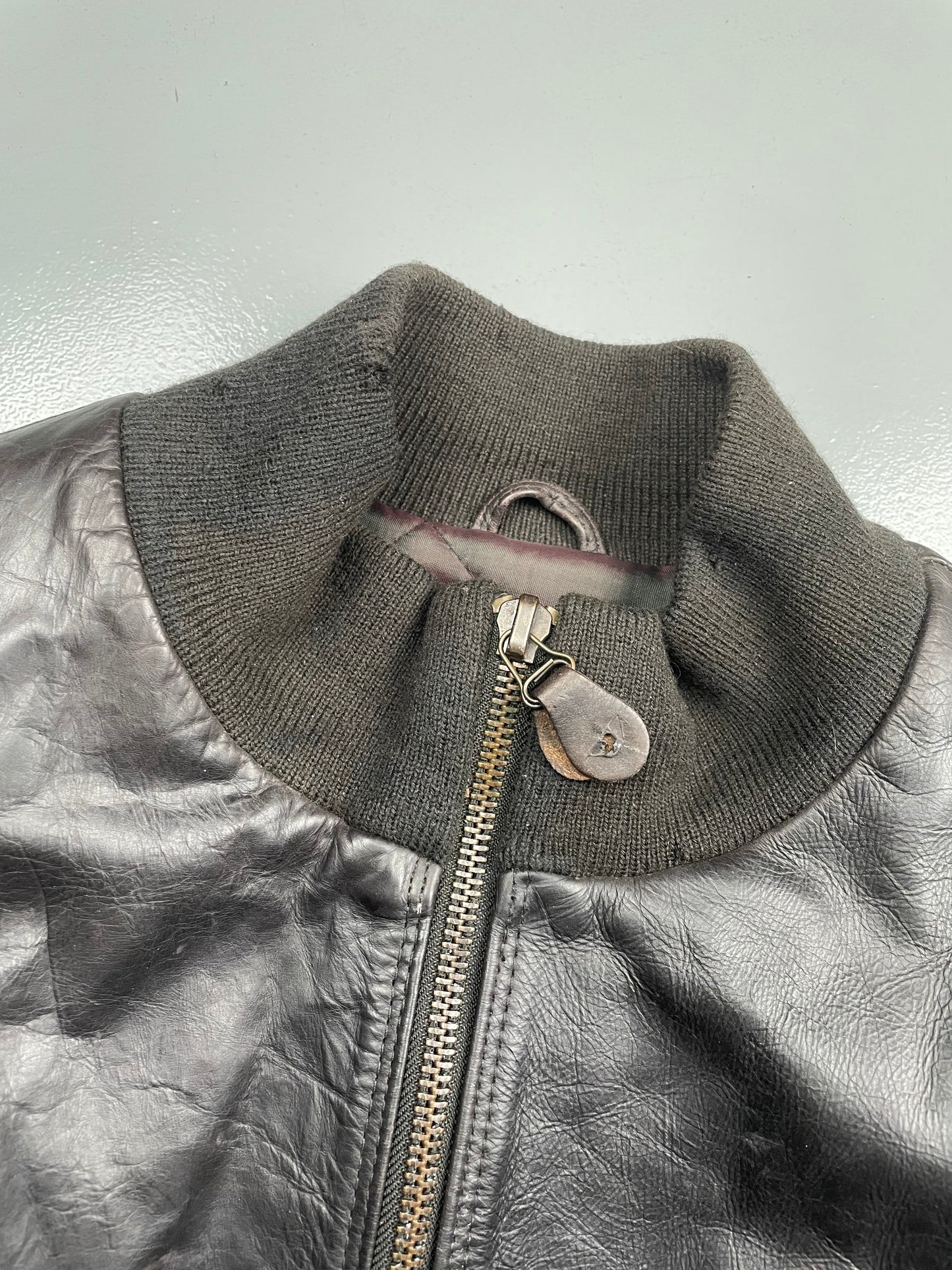 1990's Armani Jeans leather bomber jacket - size 54