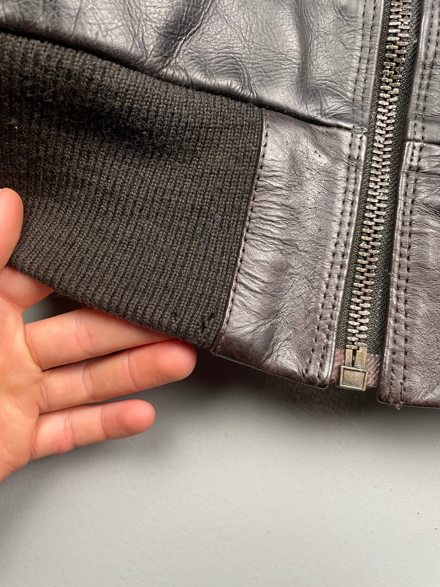 1990's Armani Jeans leather bomber jacket - size 54