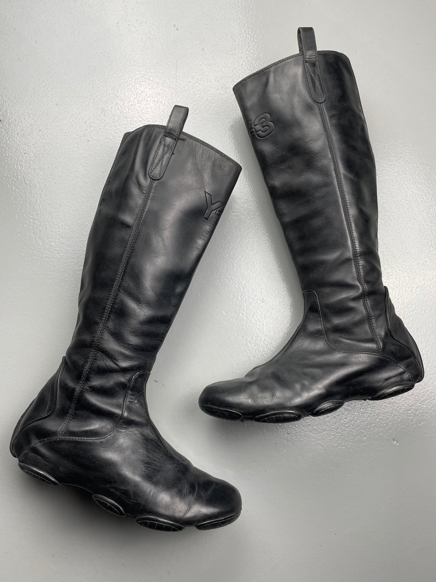 Y-3 A/W 2005 leather moto boots - size 38