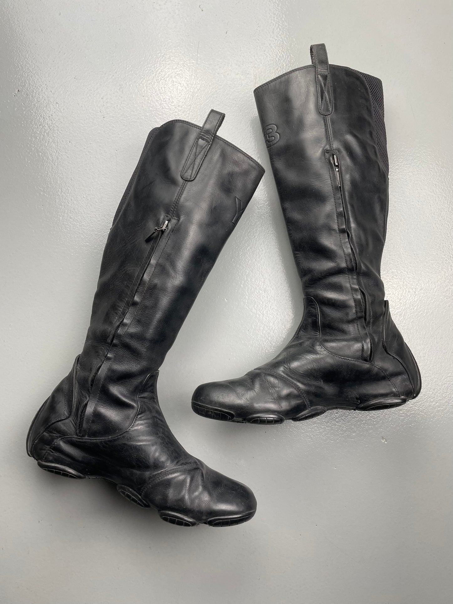 Y-3 A/W 2005 leather moto boots - size 38
