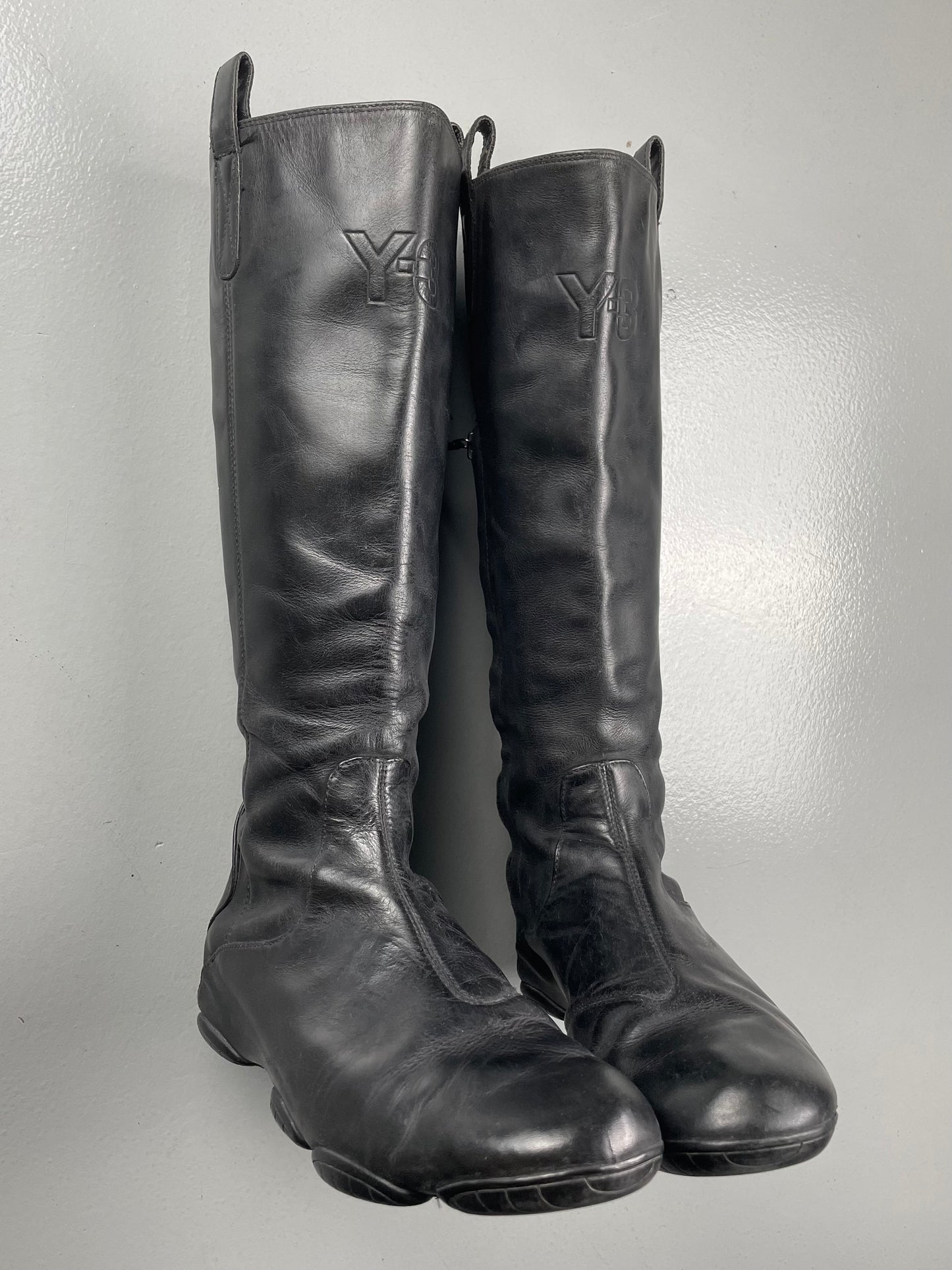 Y-3 A/W 2005 leather moto boots - size 38