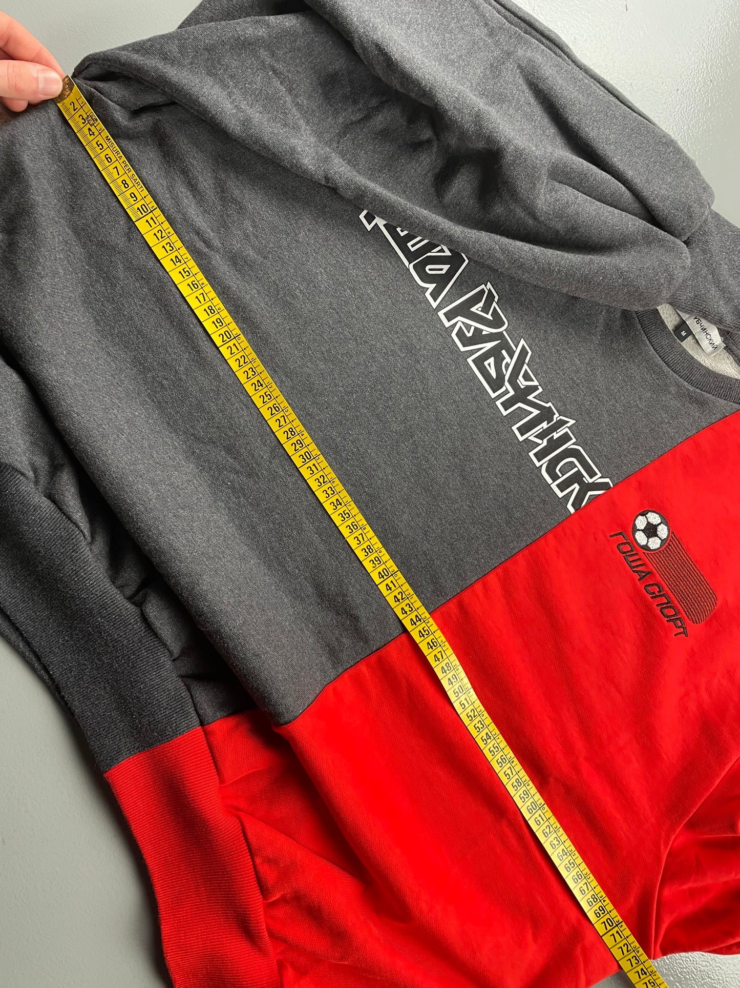 Gosha Rubchinskiy S/S 2018 split crewneck (dark grey/red) - size M