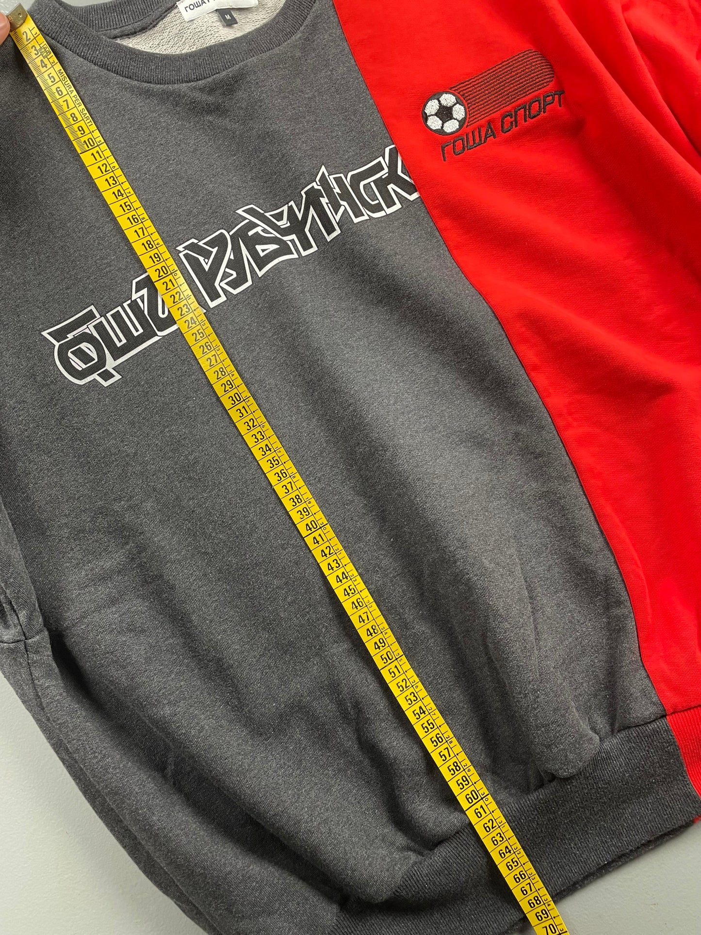 Gosha Rubchinskiy S/S 2018 split crewneck (dark grey/red) - size M