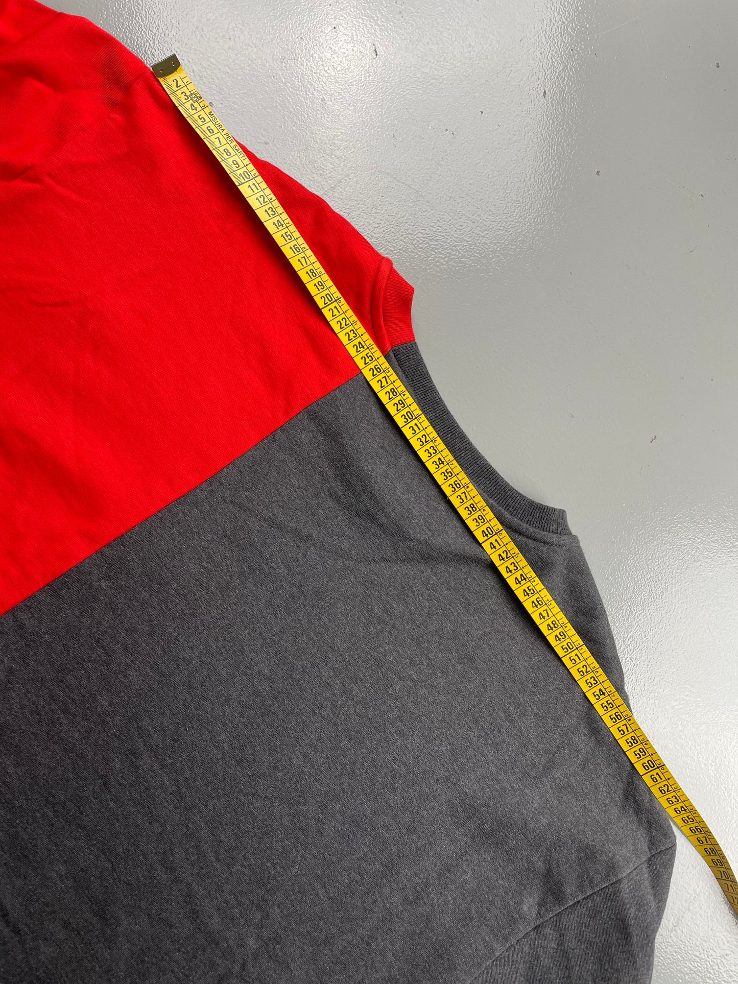 Gosha Rubchinskiy S/S 2018 split crewneck (dark grey/red) - size M