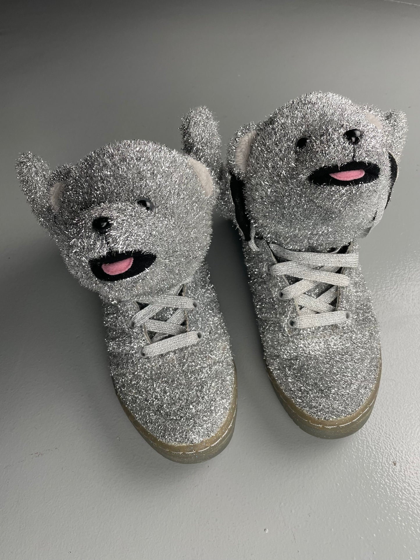 adidas Originals by Jeremy Scott A/W 2013 JS Bear "Tinsel Silver" - size 39 1/3