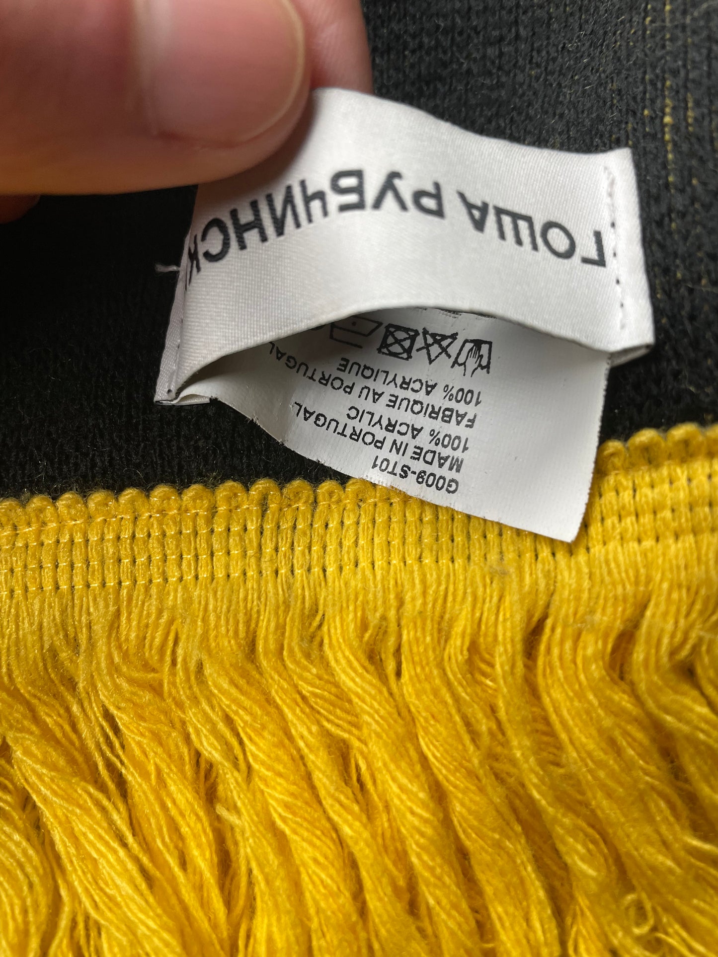 Gosha Rubchinskiy A/W 2016 "Dawn" scarf (black/yellow)