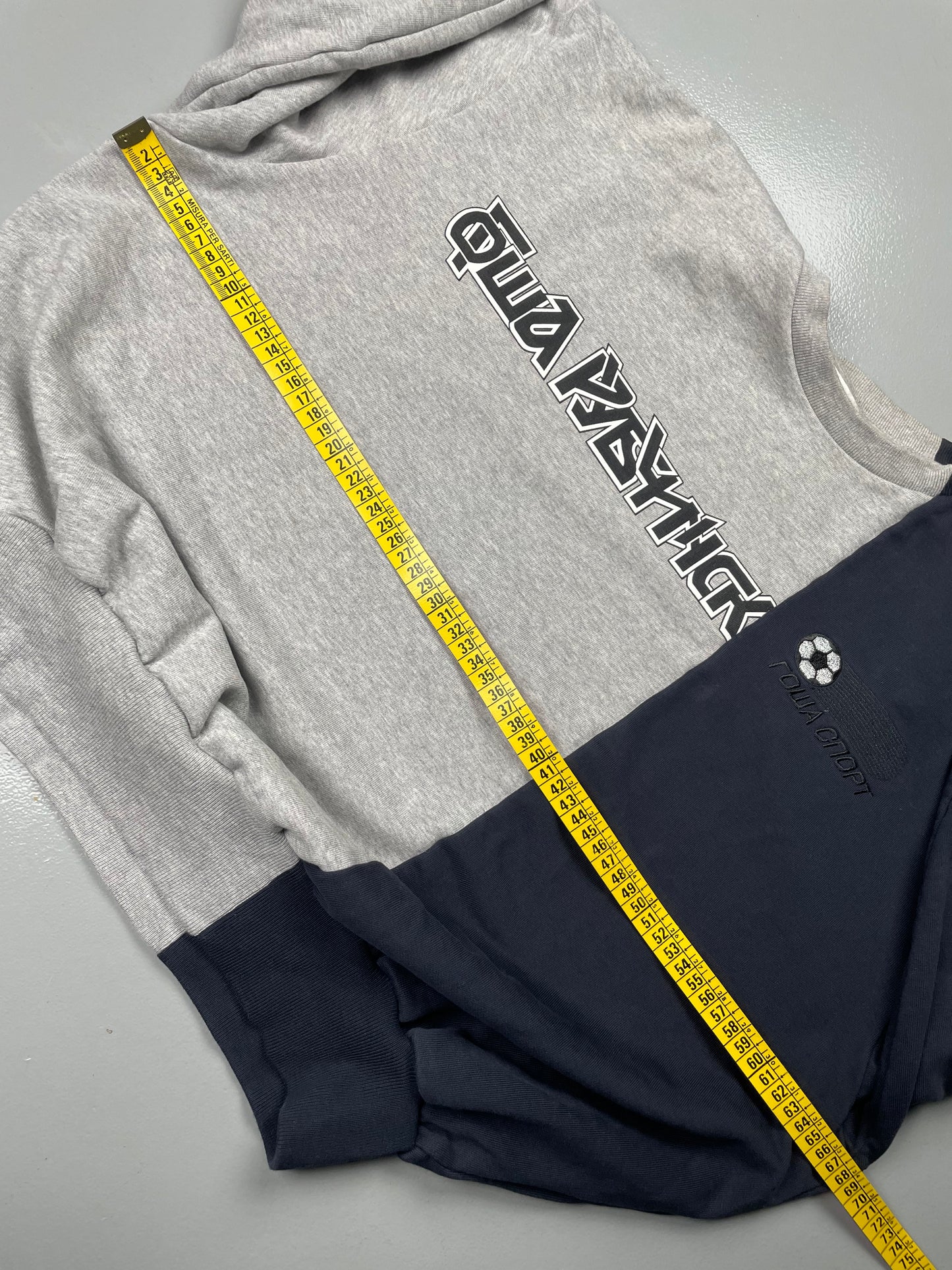Gosha Rubchinskiy S/S 2018 split crewneck (grey/navy) - size XS