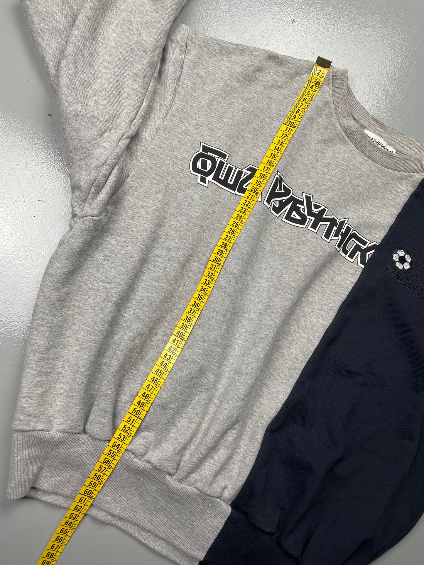 Gosha Rubchinskiy S/S 2018 split crewneck (grey/navy) - size XS