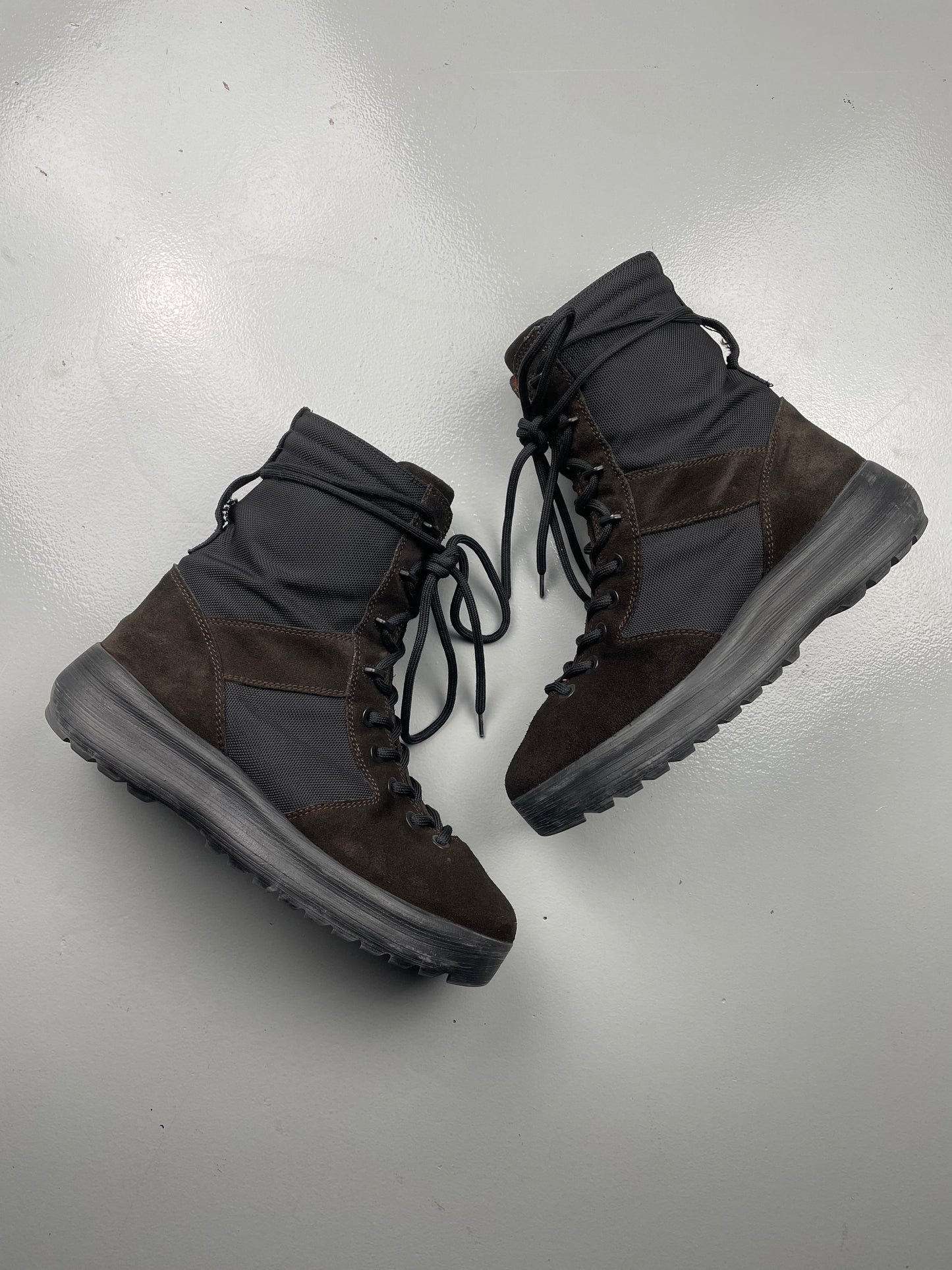 YEEZY Season 3 Onyx Shade Nylon and Thick Suede Military Boots - size 43