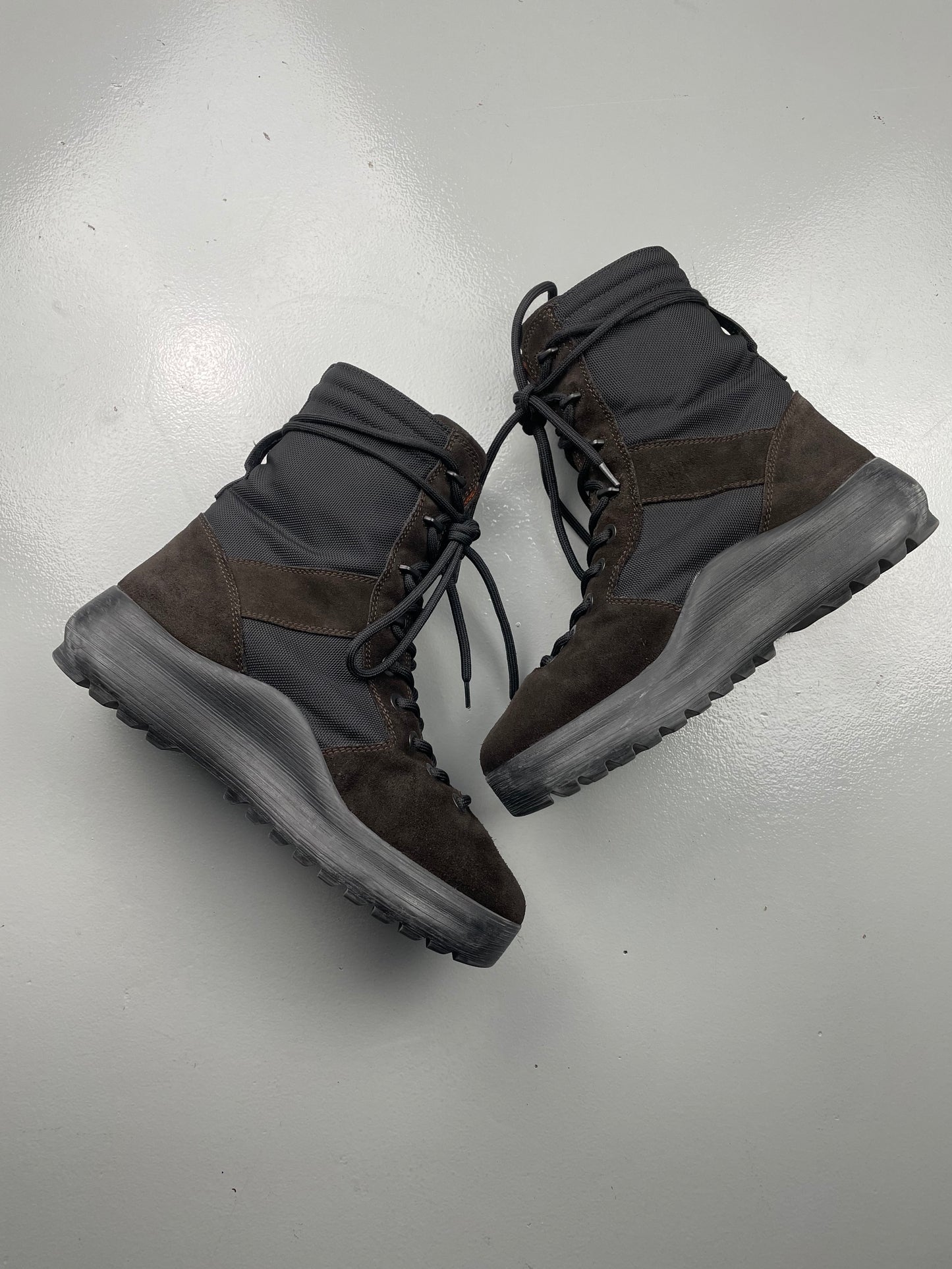 YEEZY Season 3 Onyx Shade Nylon and Thick Suede Military Boots - size 43